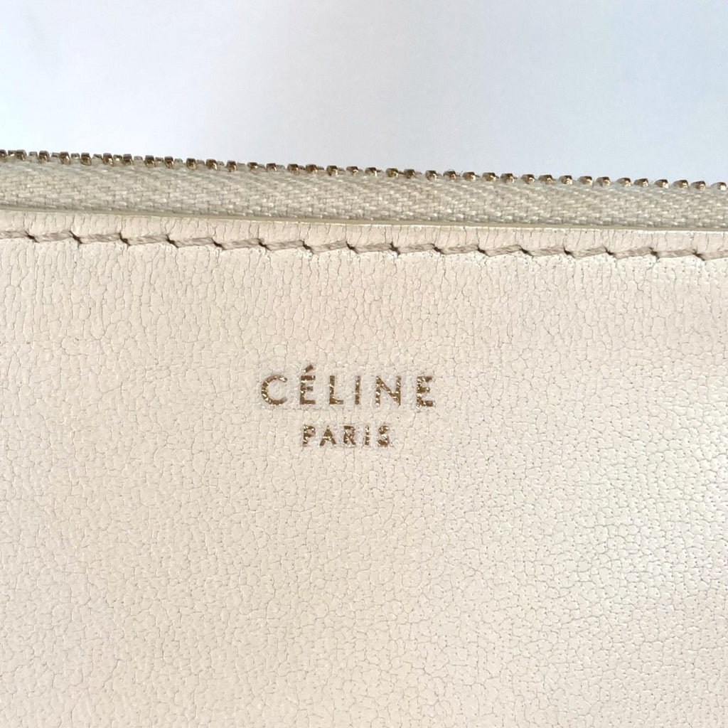 Celine White Leather Clutch Bag