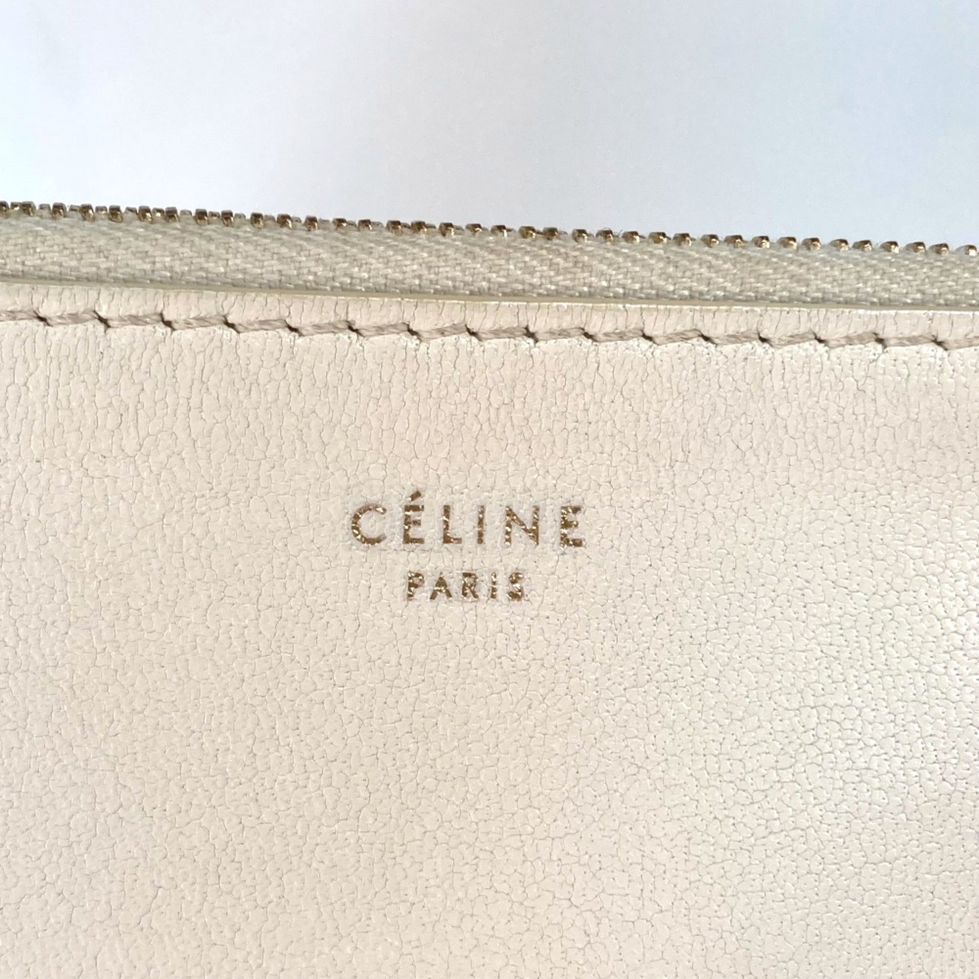 Celine White Leather Clutch Bag
