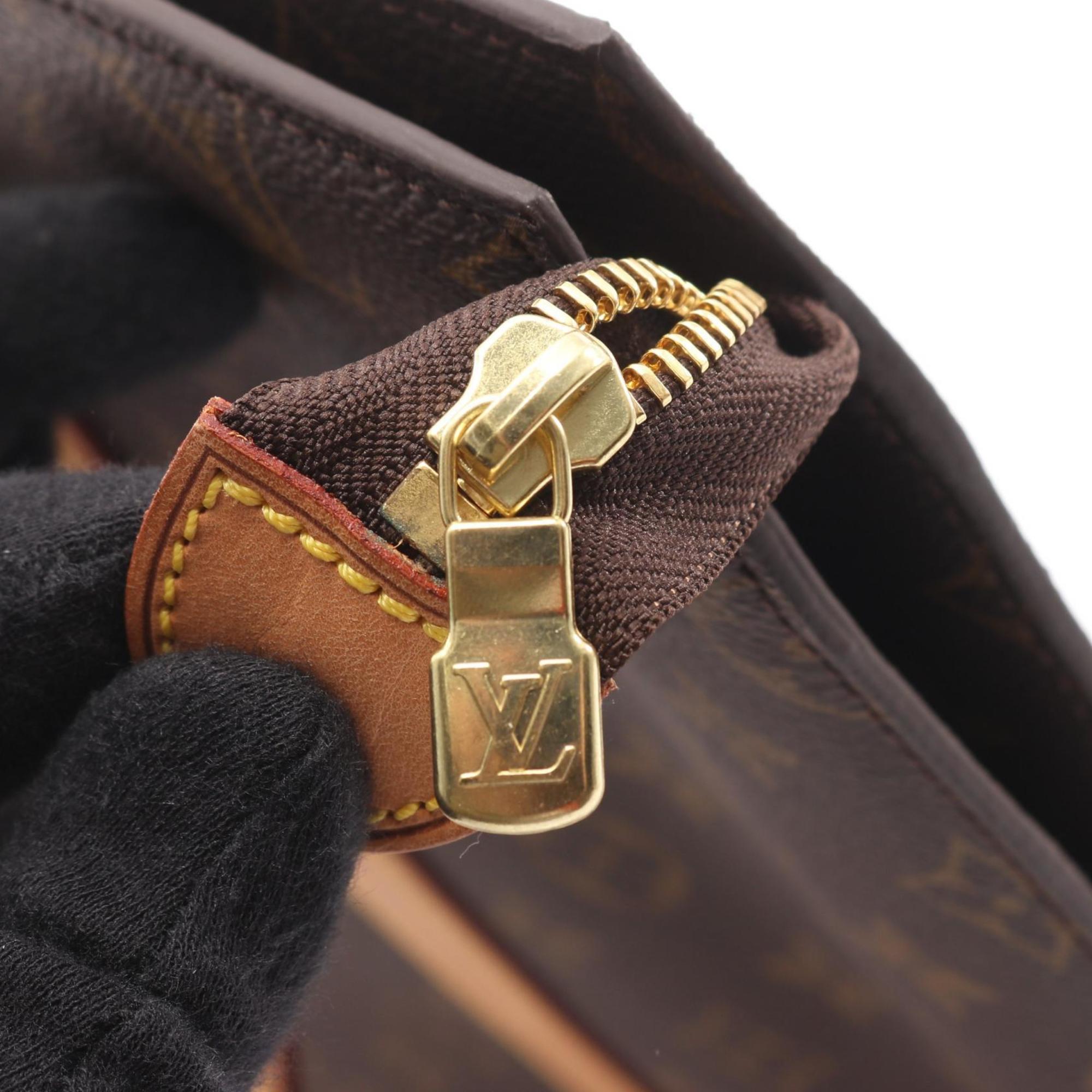 Louis Vuitton Brown Coated Canvas Leather Shoulder Bag
