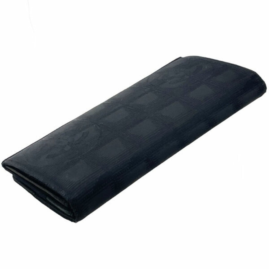 Chanel Black Leather Nylon Long Wallet (Bi-Fold)