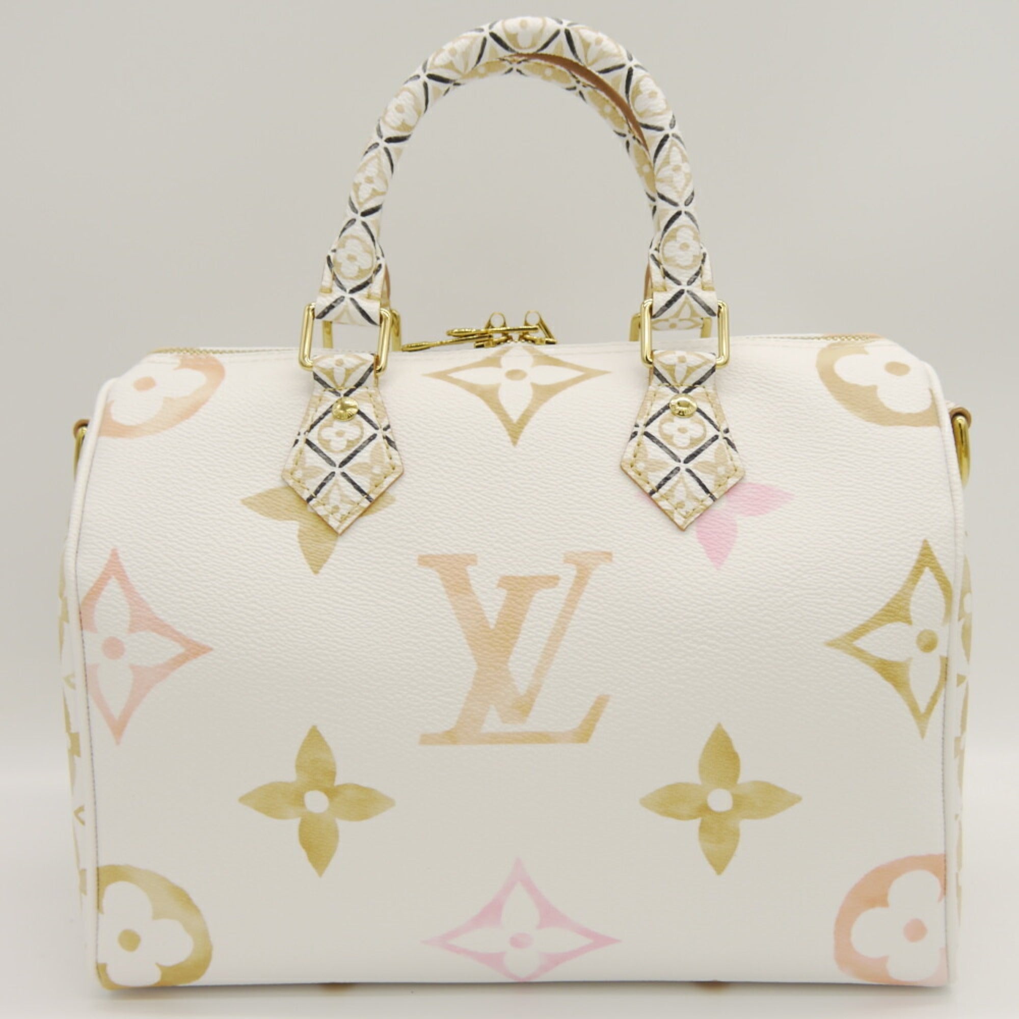 Louis Vuitton Leather Canvas Boston Bag Shoulder Bag