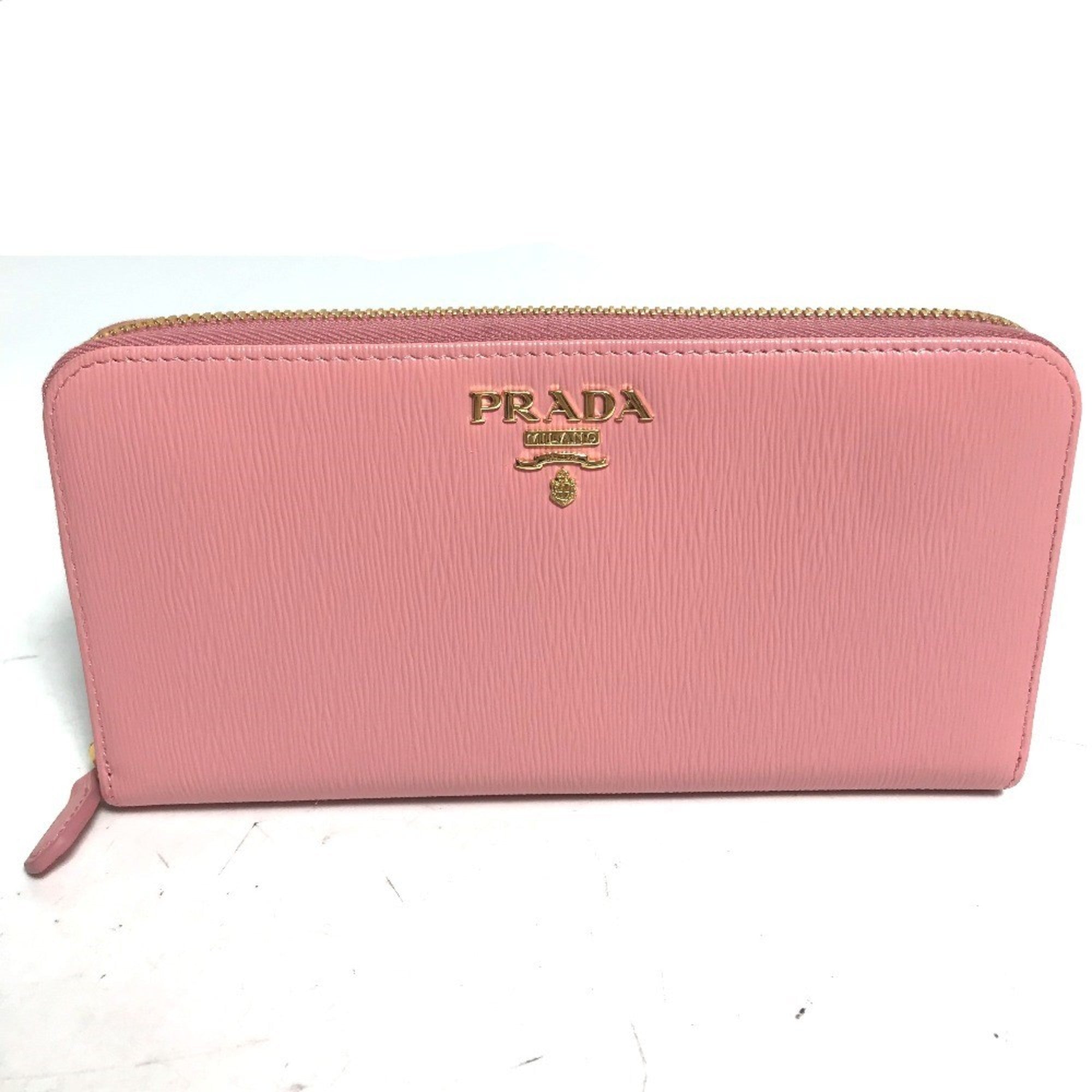 Prada Pink Saffiano Metal Long Wallet (Bi-Fold)