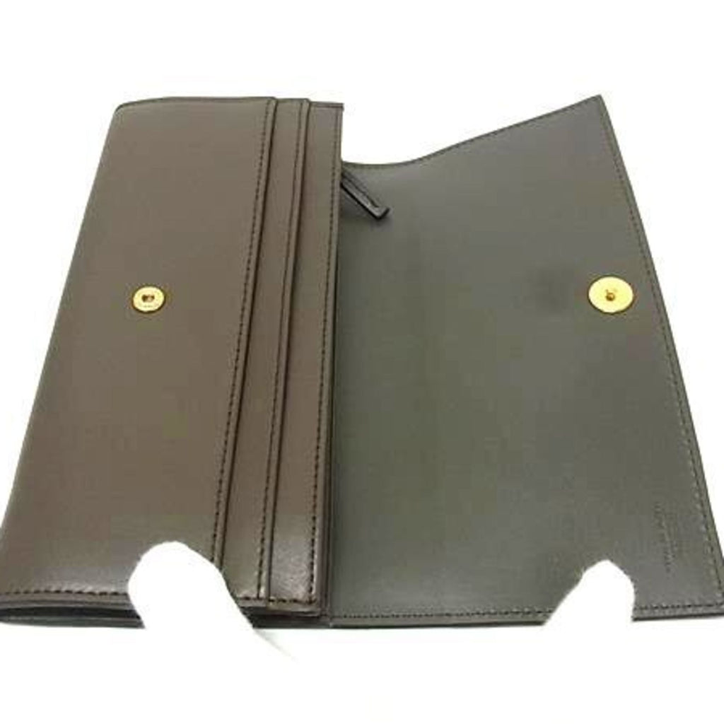 Fendi Grayish Leather Long Wallet (Bi-Fold)