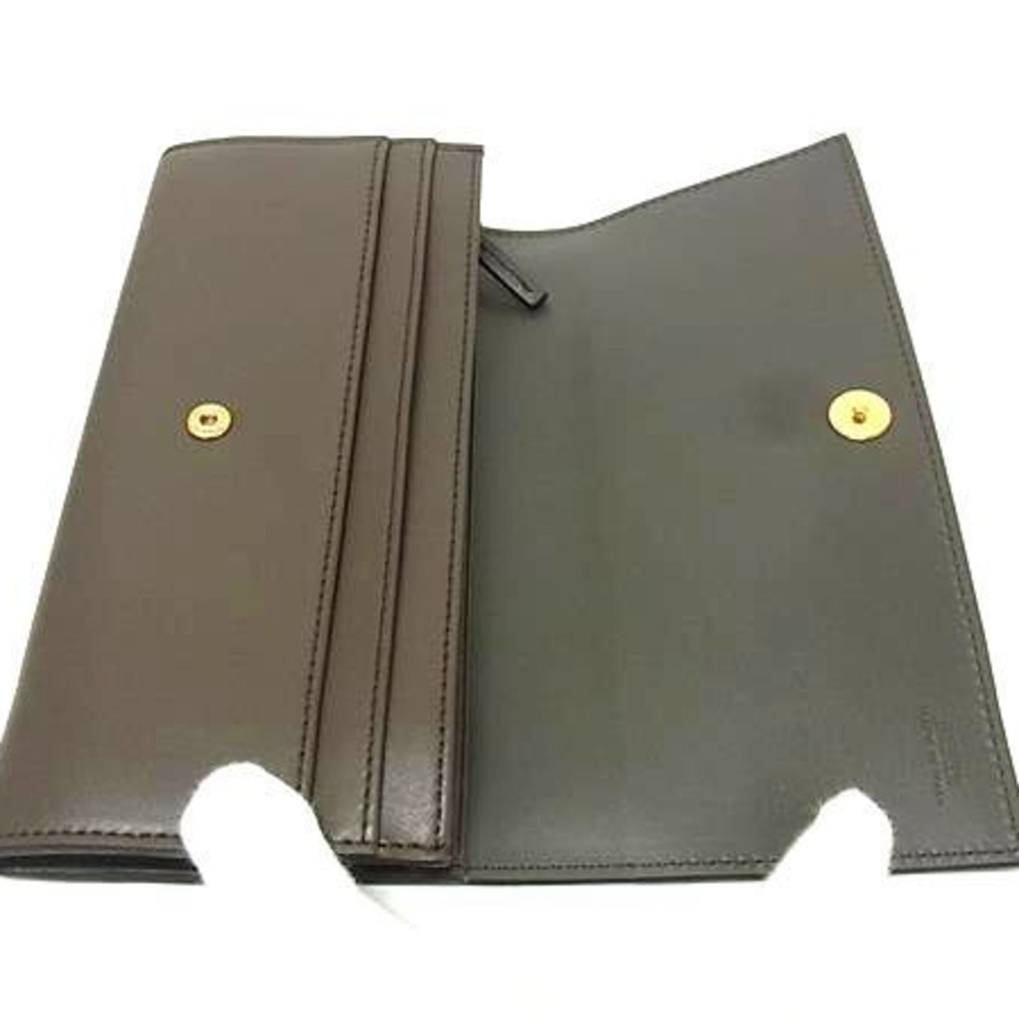 Fendi Grayish Leather Long Wallet (Bi-Fold)