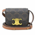 Celine Brown Coated Canvas Shoulder Bag