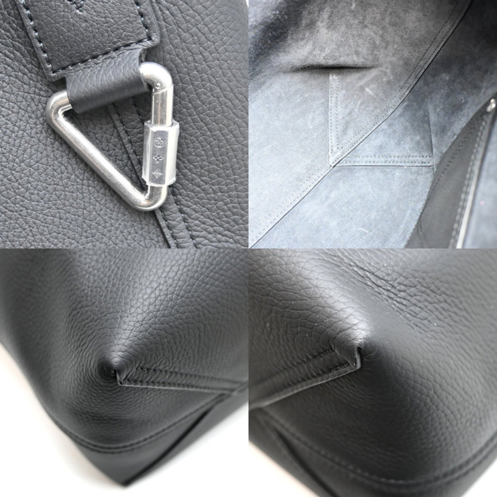 Louis Vuitton Black Noir Leather Pouch Tote Bag