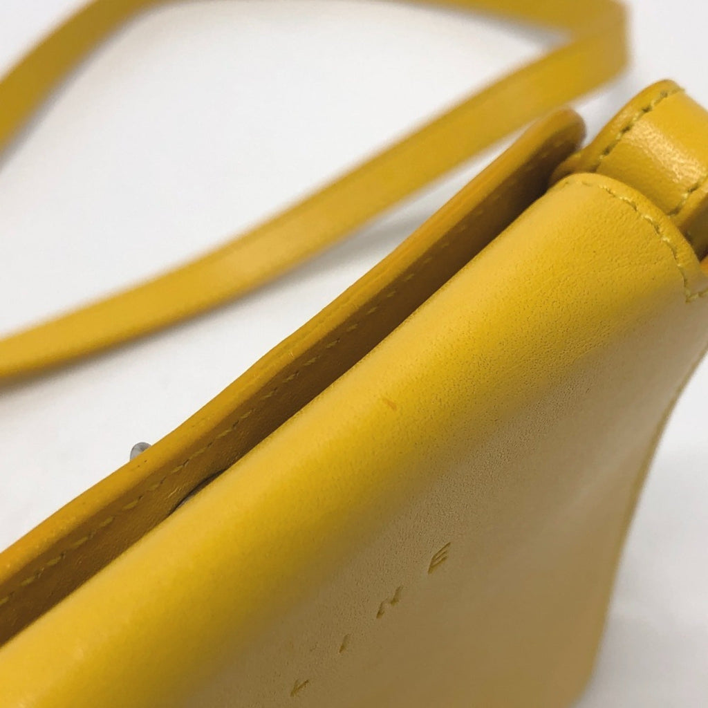 Celine Beige Yellow Leather Canvas Pochette Shoulder Bag