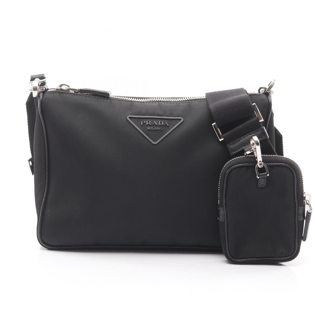 Prada Black Nylon Saffiano Triangle Shoulder Bag