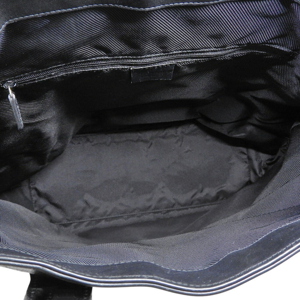 Gucci Gray Navy Gg Canvas Leather Handbag (Pre-Owned)