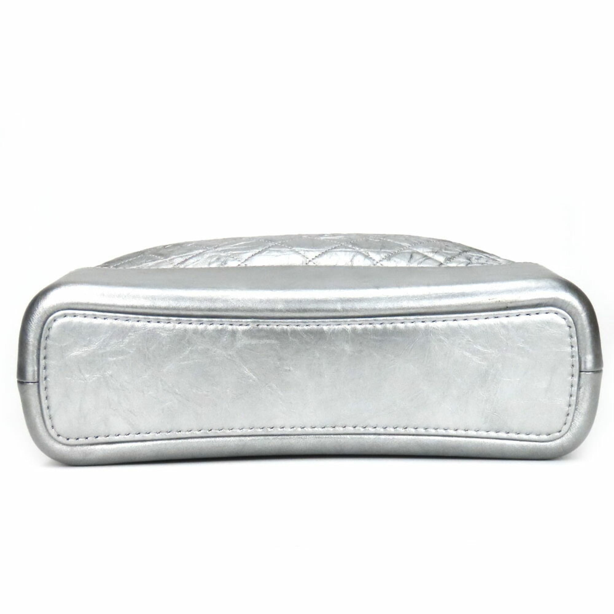 Chanel Metallic Silver Leather Shoulder Bag