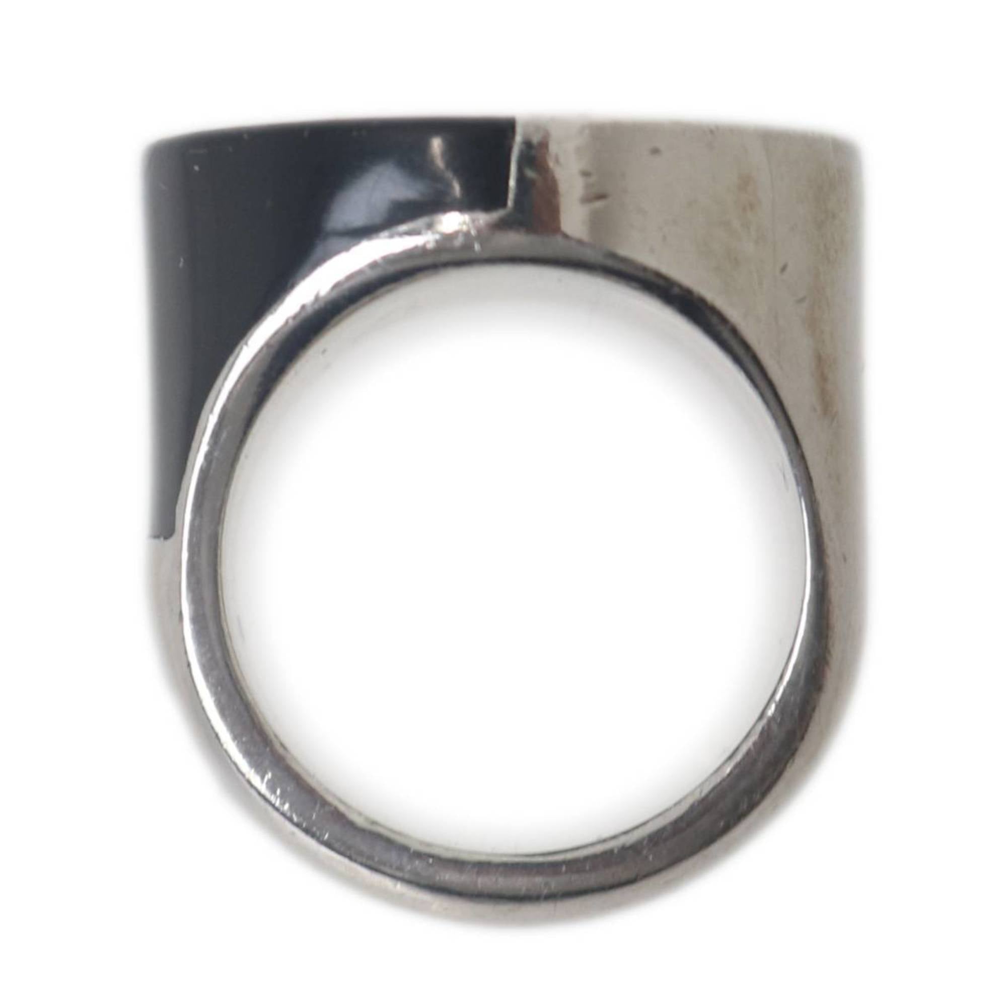Chanel Silver Black Band Ring