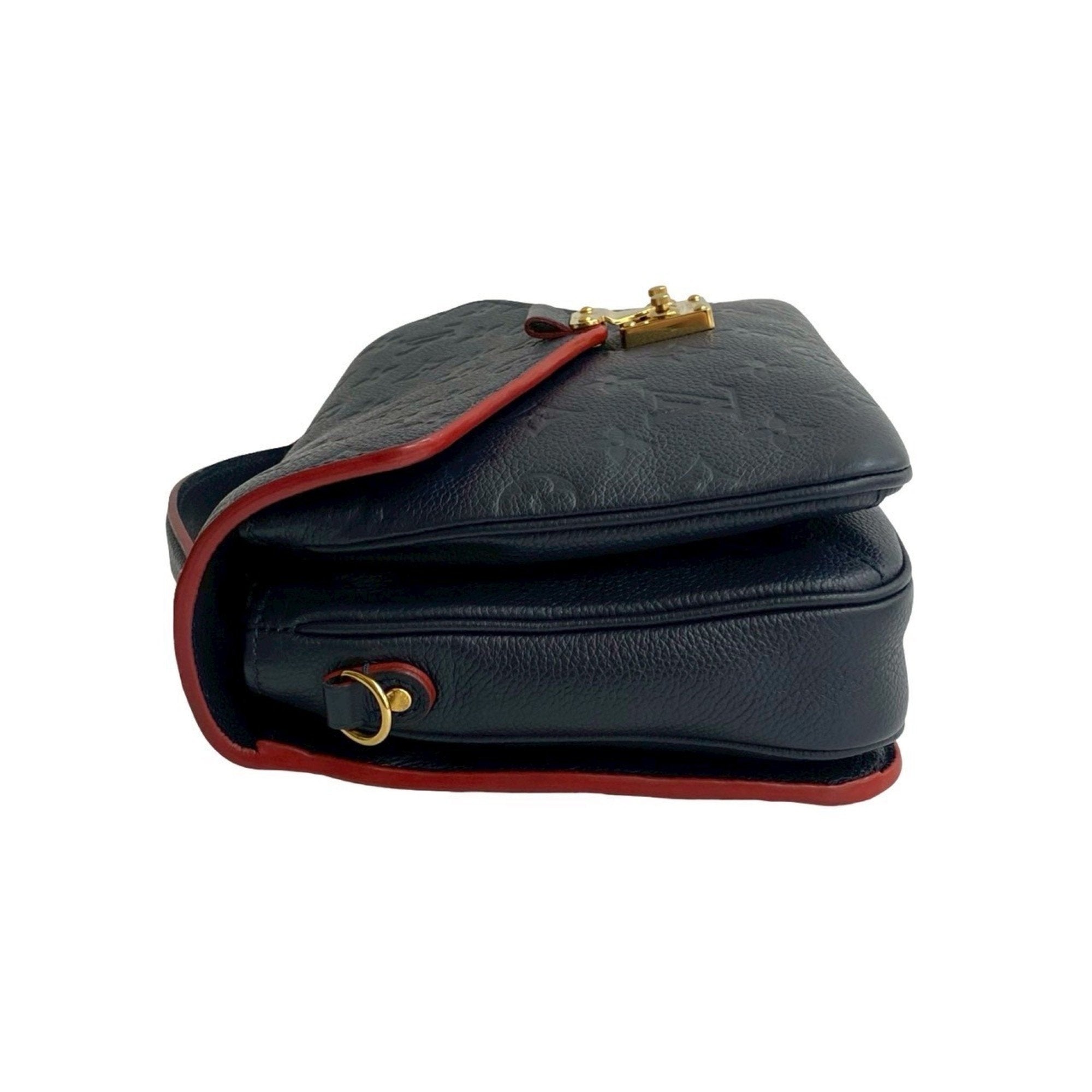 Louis Vuitton Navy Red Color Leather Handbag Shoulder Bag