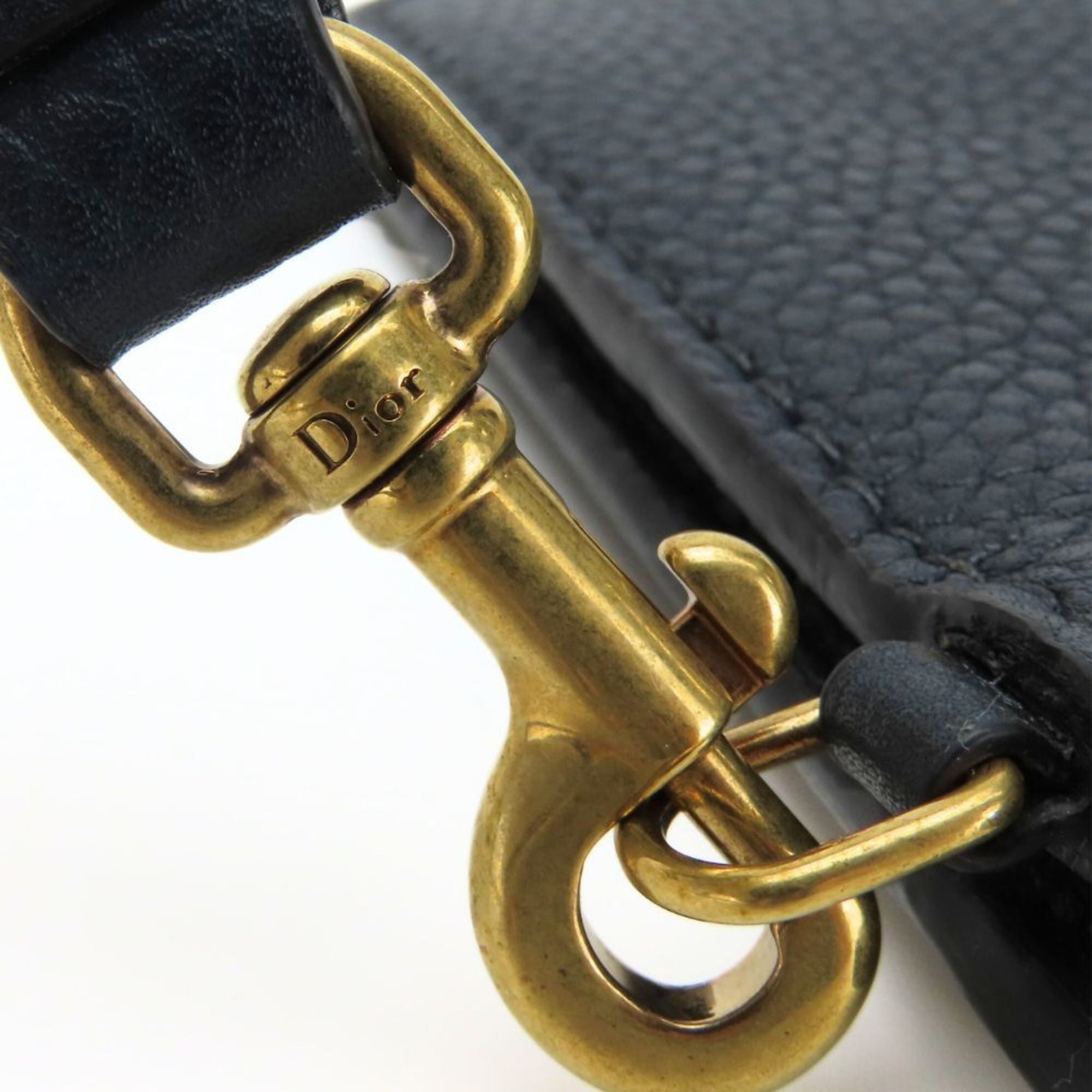 Christian Dior Navy Leather Clutch Bag Pouch (Pre-Owned)