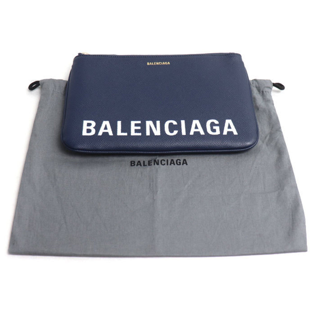 Balenciaga Navy Leather Clutch