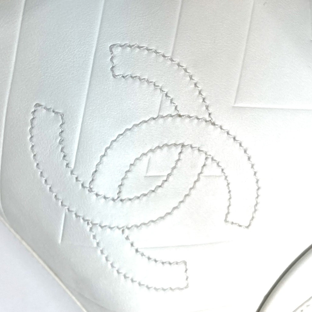Chanel White Leather Boston Bag