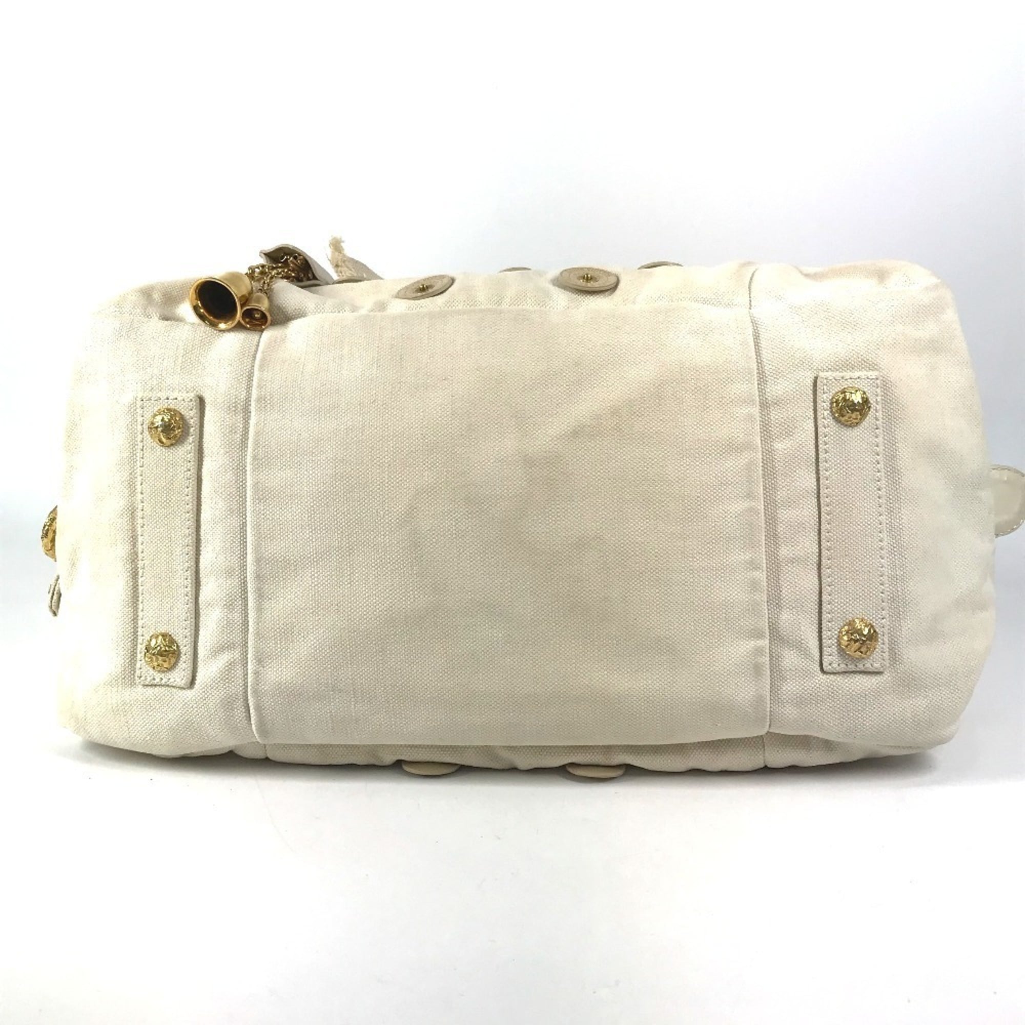 Louis Vuitton White Canvas Boston Bag Handbag Shoulder Bag