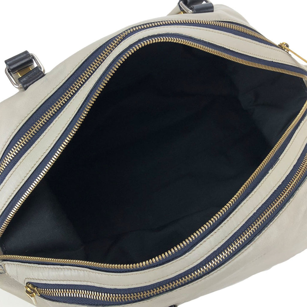Celine Light Gray Leather Boston Bag Handbag