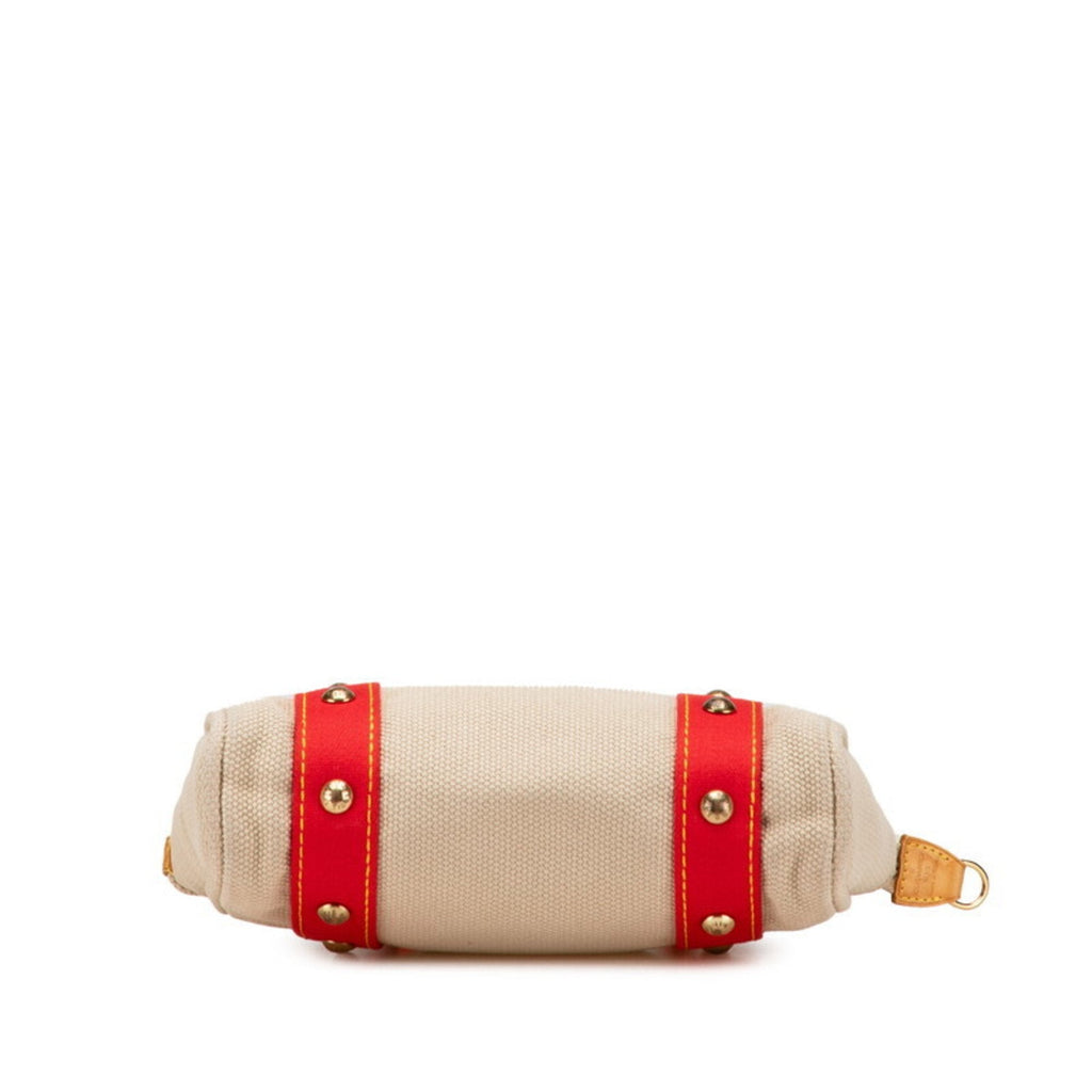 Louis Vuitton Antigua Beige Red Color Canvas Handbag