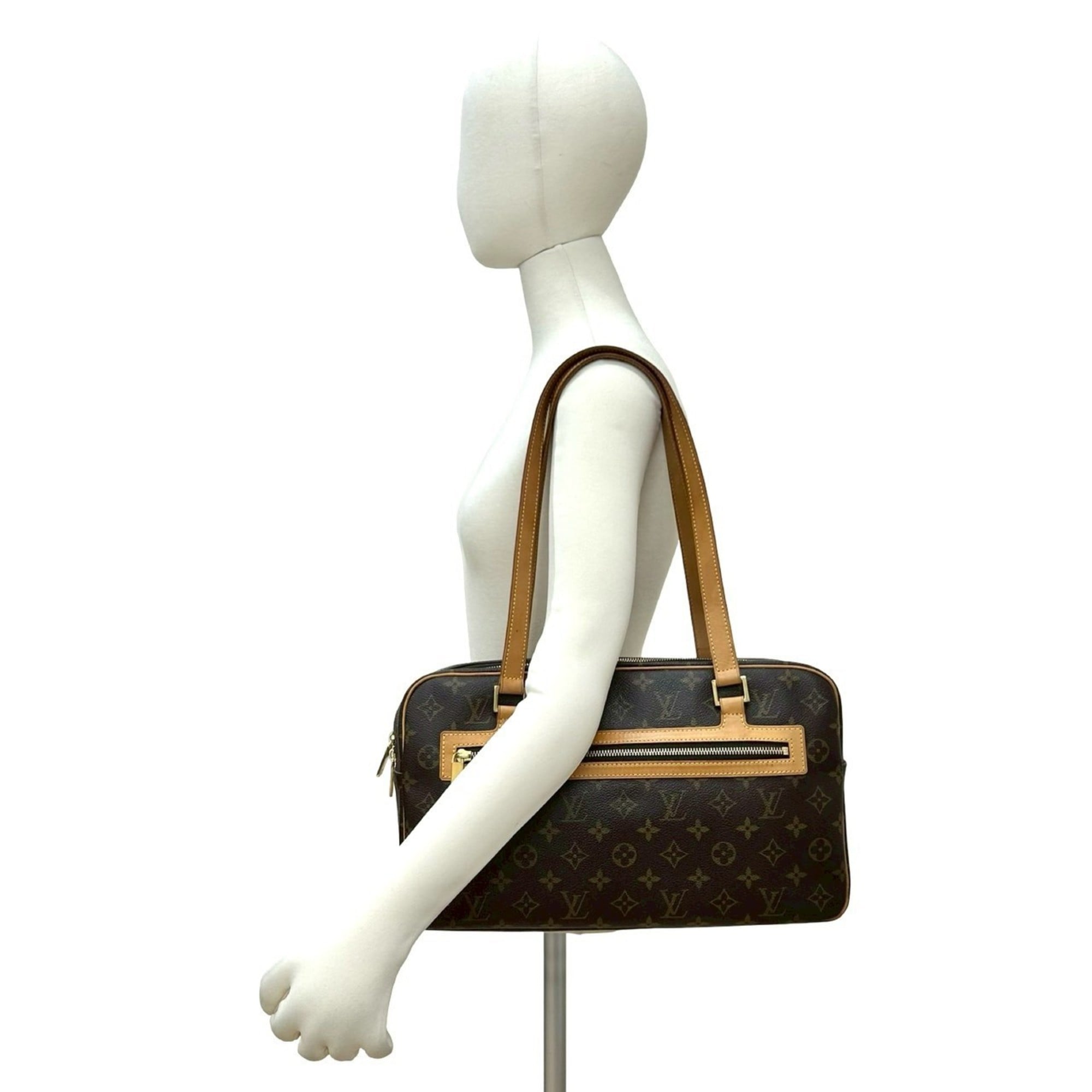 Louis Vuitton Brown Leather Pvc Shoulder Bag Tote Bag