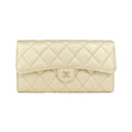 Chanel Metallic Gold Leather Long Wallet (Bi-Fold)
