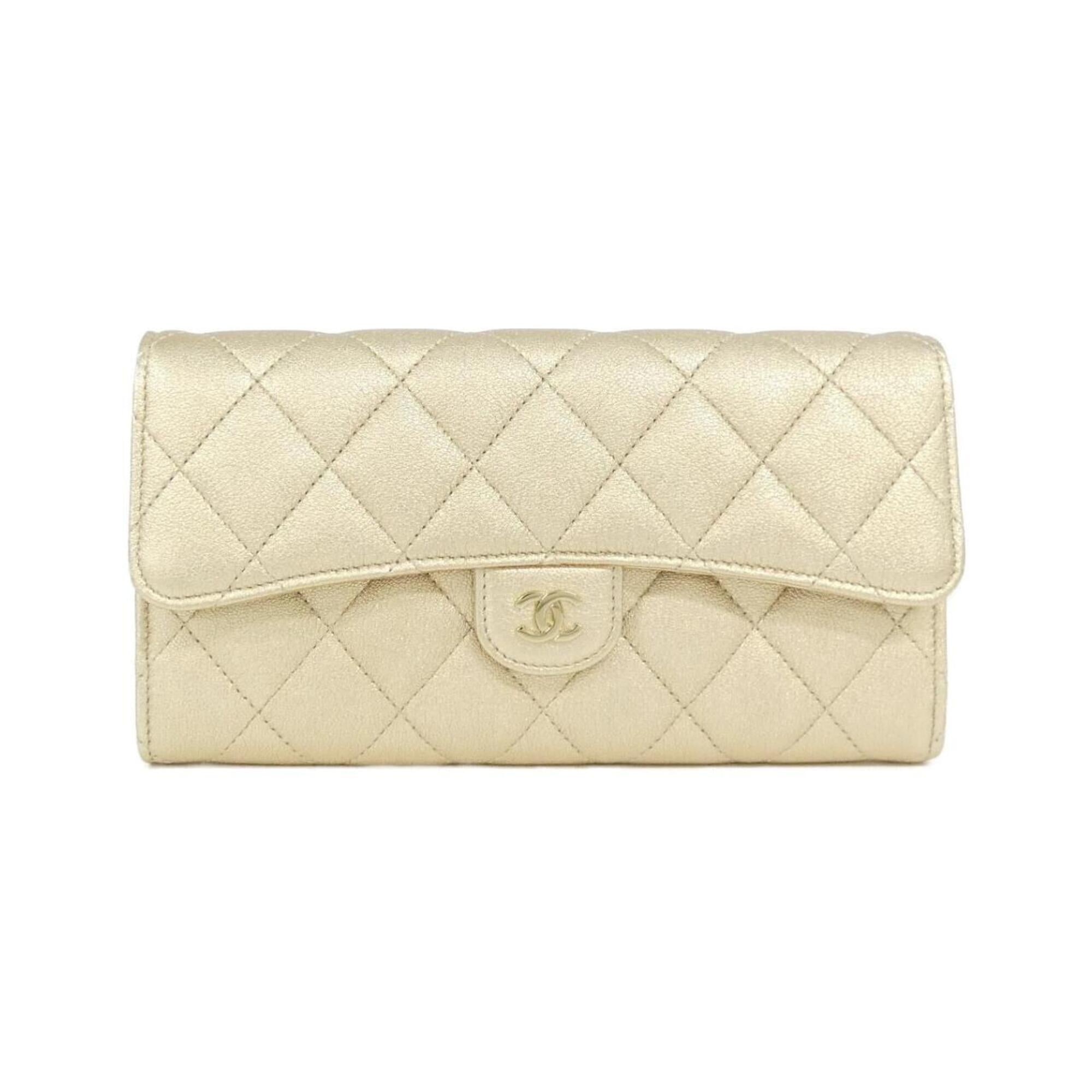 Chanel Metallic Gold Leather Long Wallet (Bi-Fold)