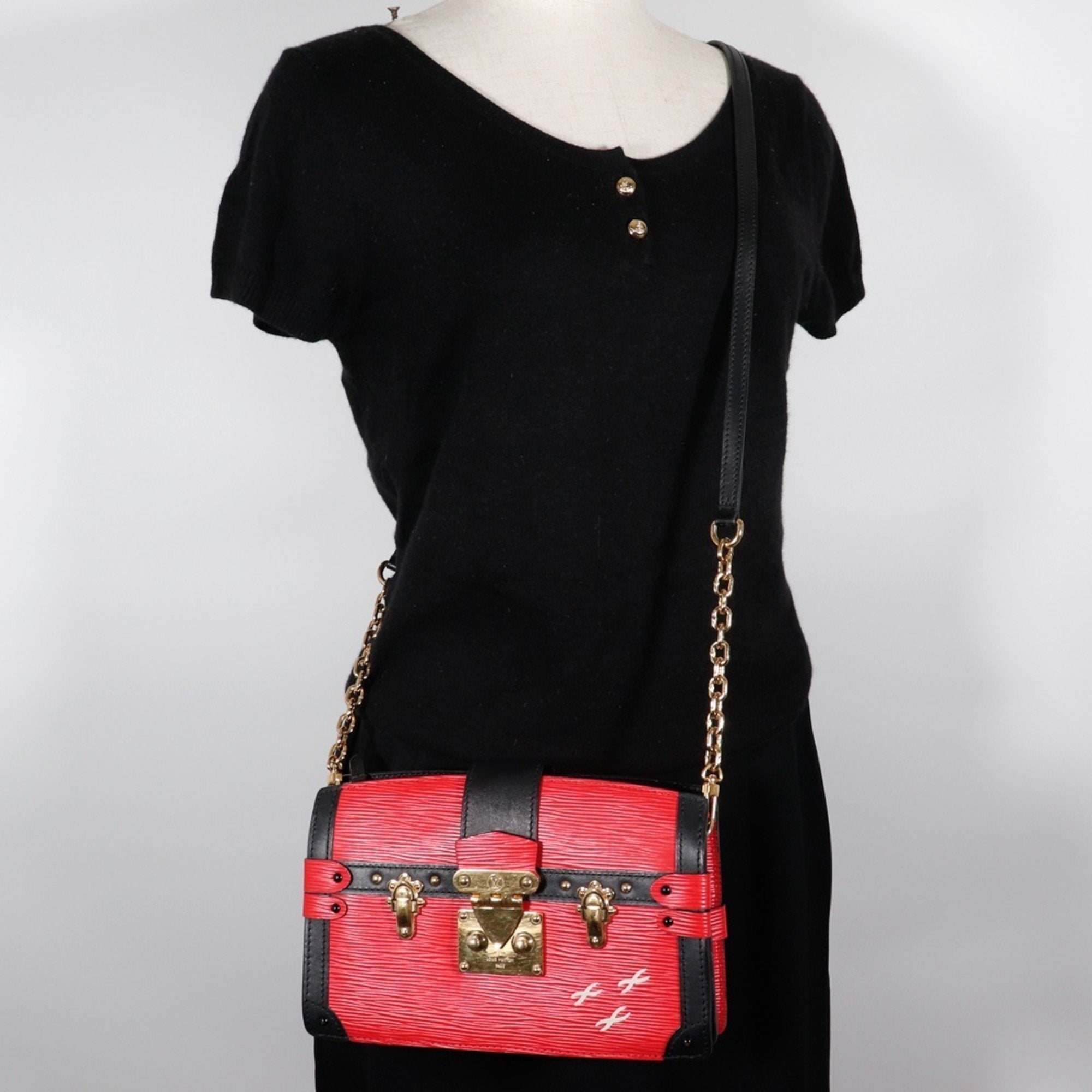 Louis Vuitton Epi Red Color Rouge Epi Leather Clutch Bag Shoulder Bag