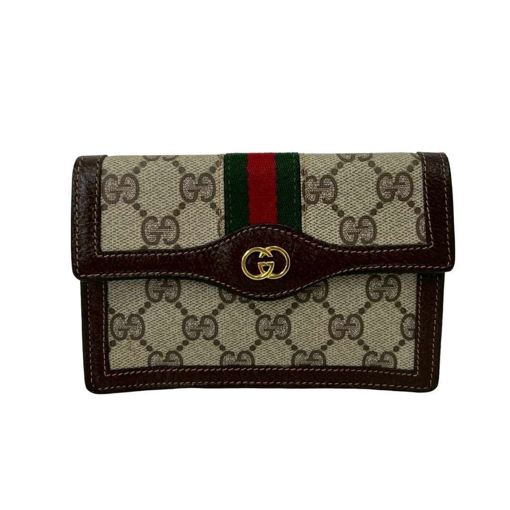 Gucci Brown Green Red Color Leather Pvc Pouch (Pre-Owned)