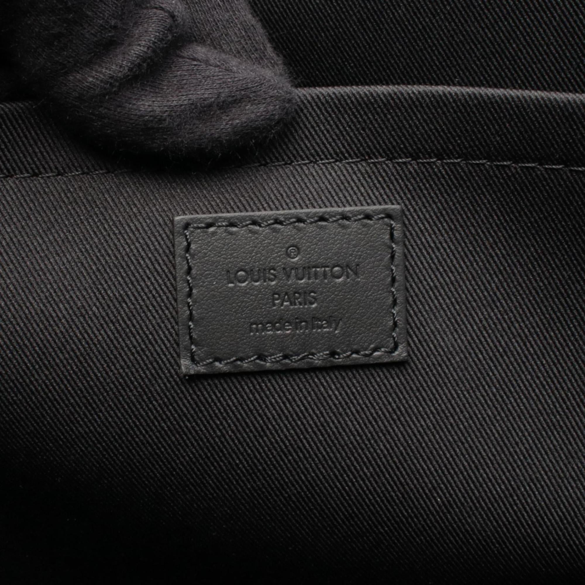 Louis Vuitton Black Leather Handbag Tote Bag