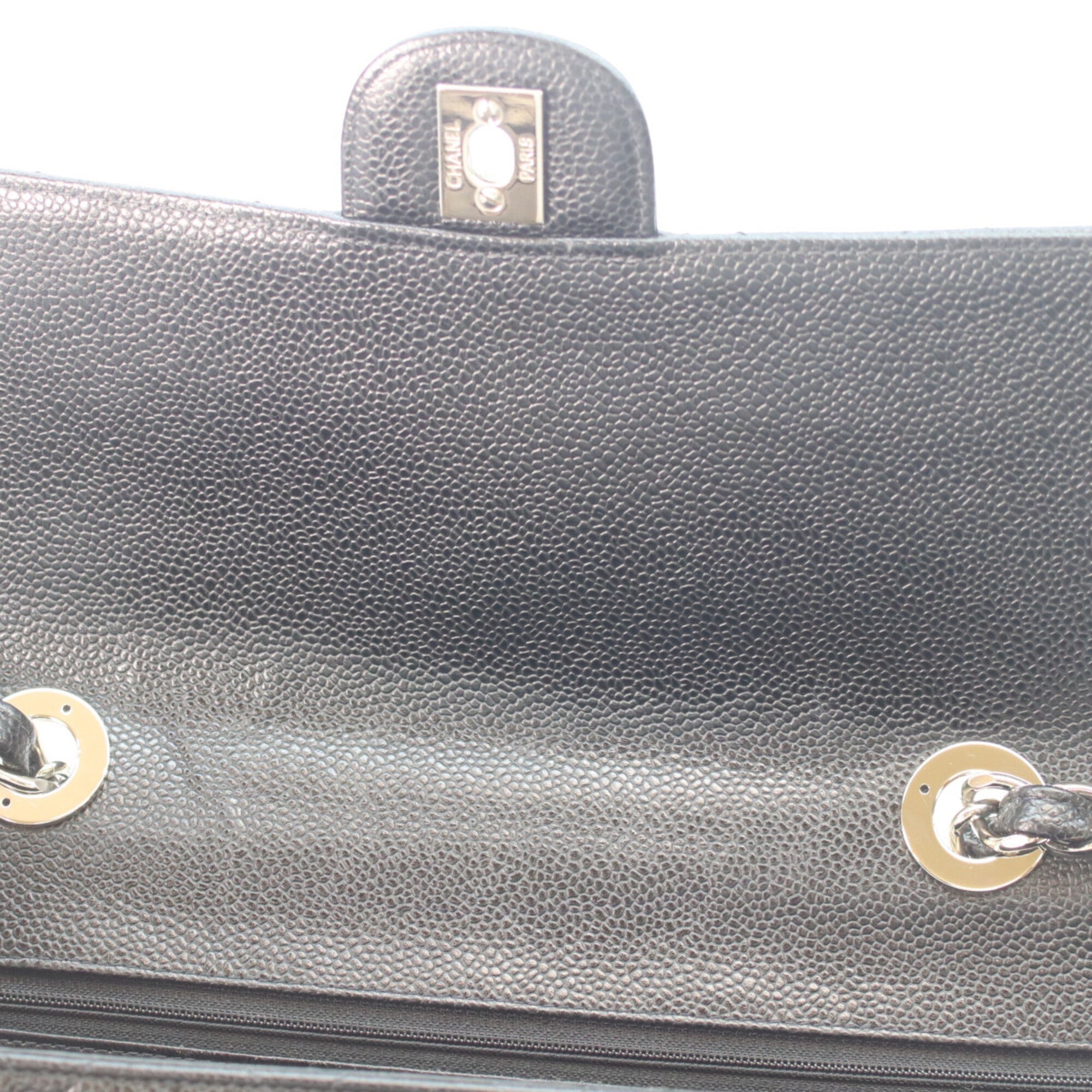 Chanel Black Grained Calfskin Shoulder Bag