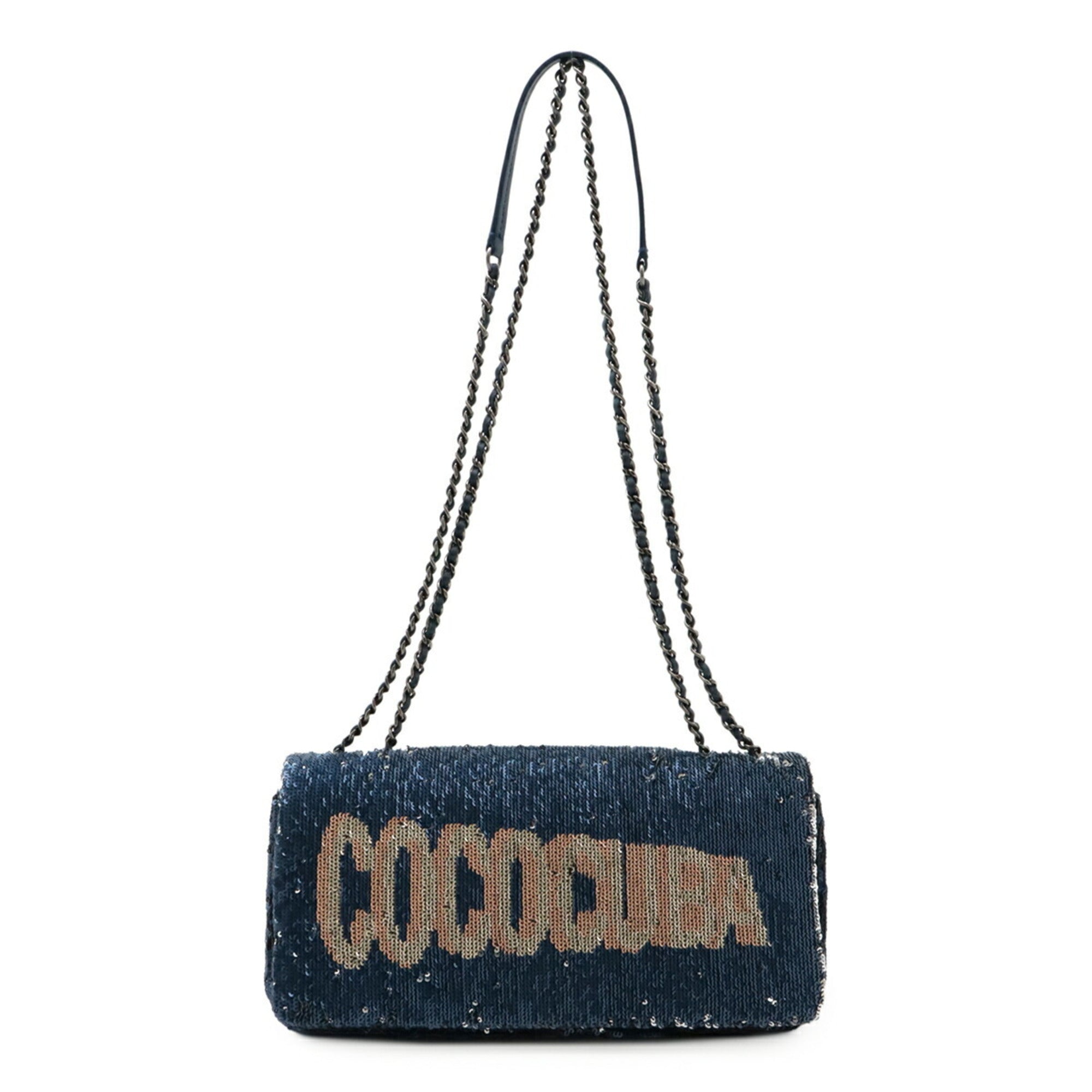 Chanel Blue Spangles Leather Shoulder Bag