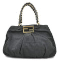 Fendi Black Nylon Canvas Patent Leather Shoulder Bag