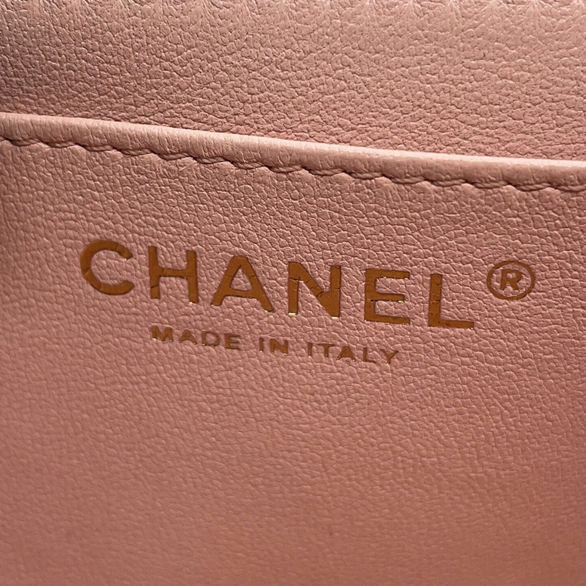 Chanel Light Pink Leather Handbag Shoulder Bag