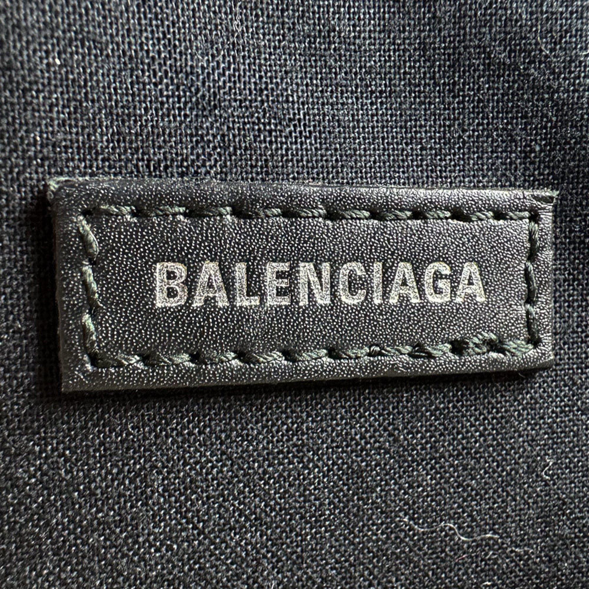 Balenciaga Black Ivory Canvas Leather Shoulder
