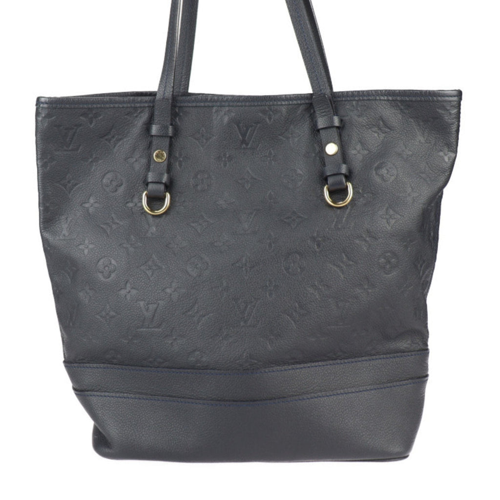 Louis Vuitton Black Leather Handbag Pouch Shoulder Bag Tote Bag