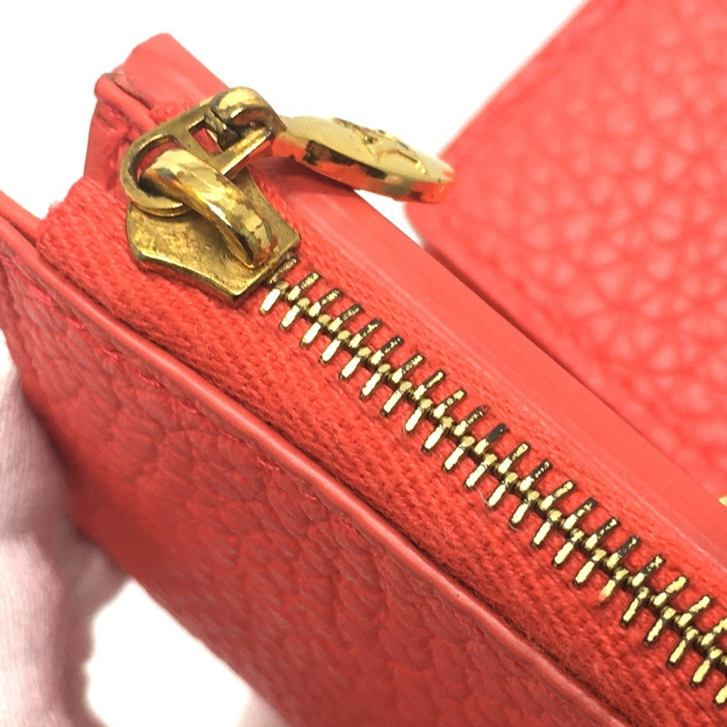 Louis Vuitton Red Color Leather Wallet (Tri-Fold)