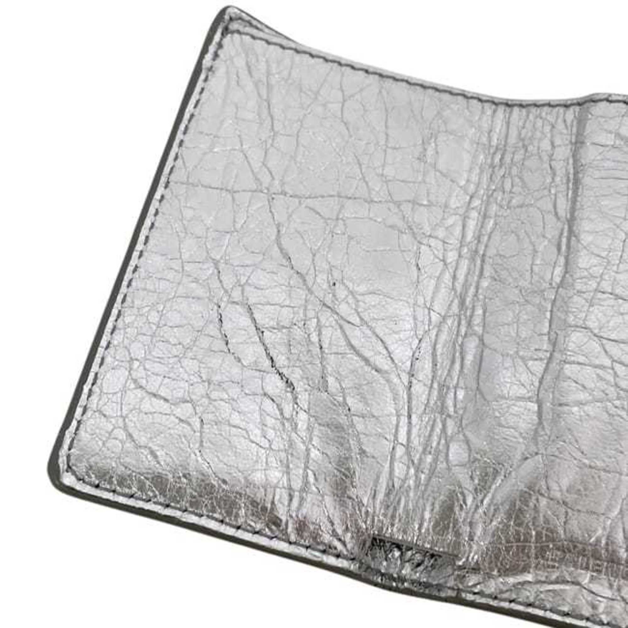 Balenciaga Silver Leather Wallet (Tri-Fold)