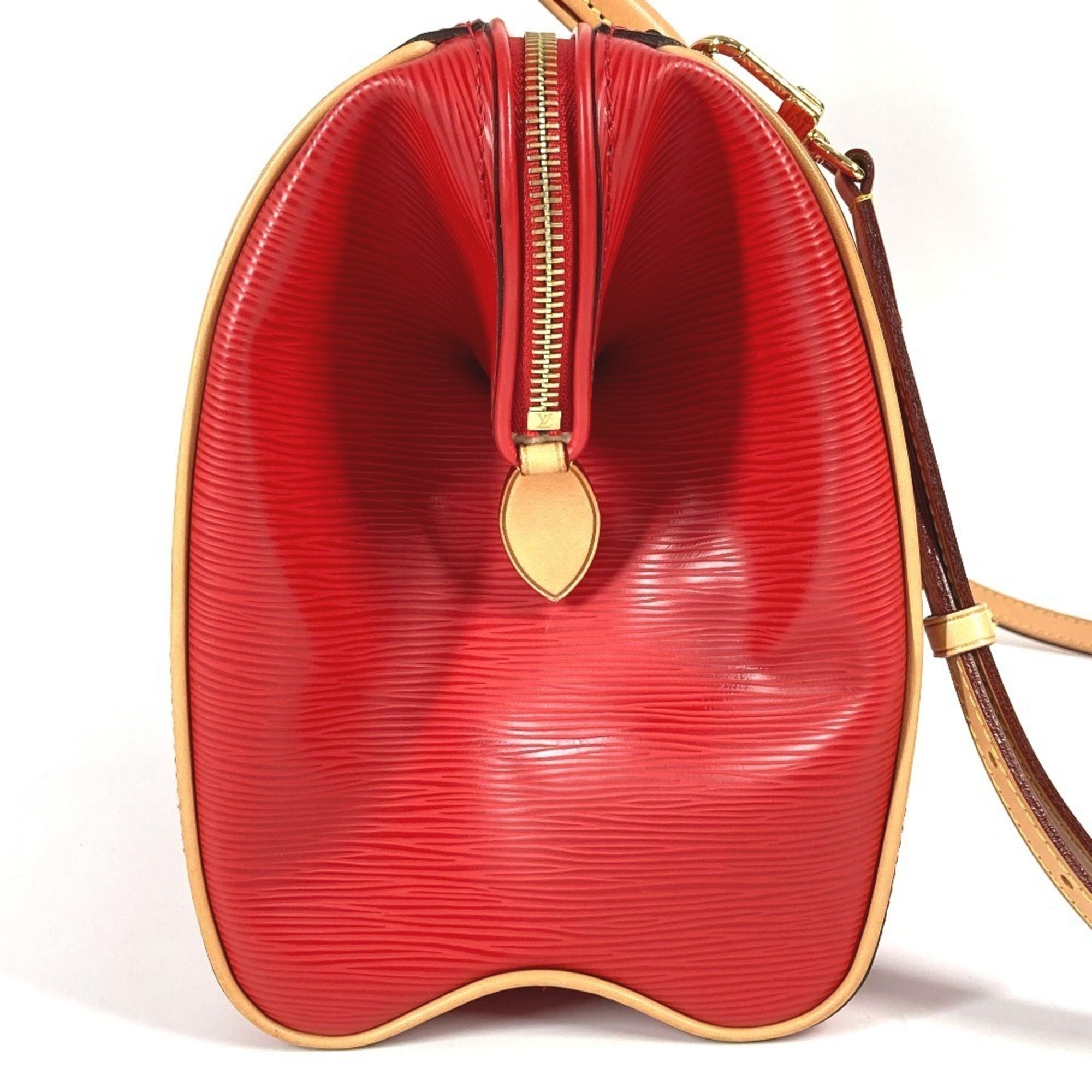 Louis Vuitton Red Color Epi Leather Boston Bag Handbag Shoulder Bag