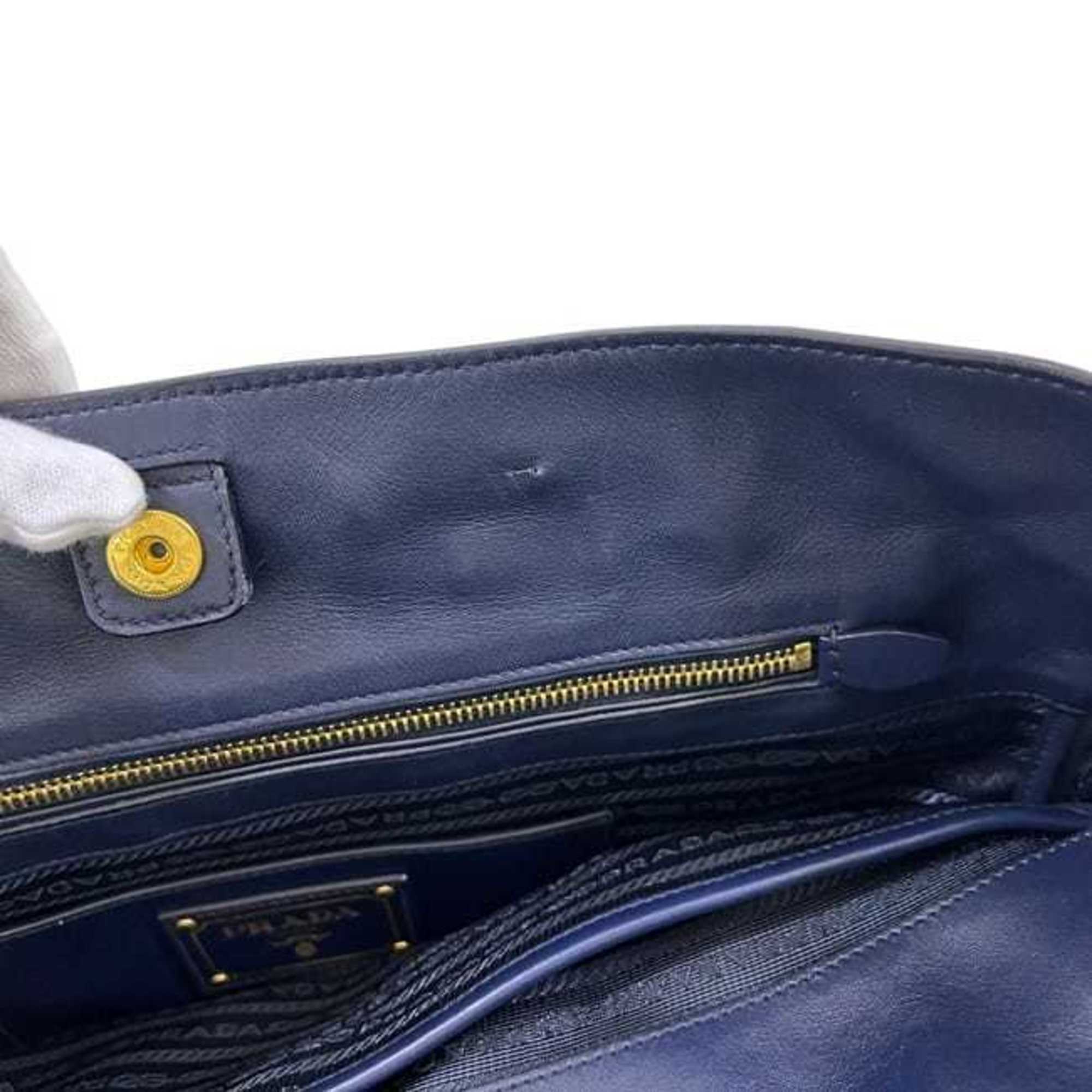 Prada Navy Leather Shoulder Bag Tote Bag