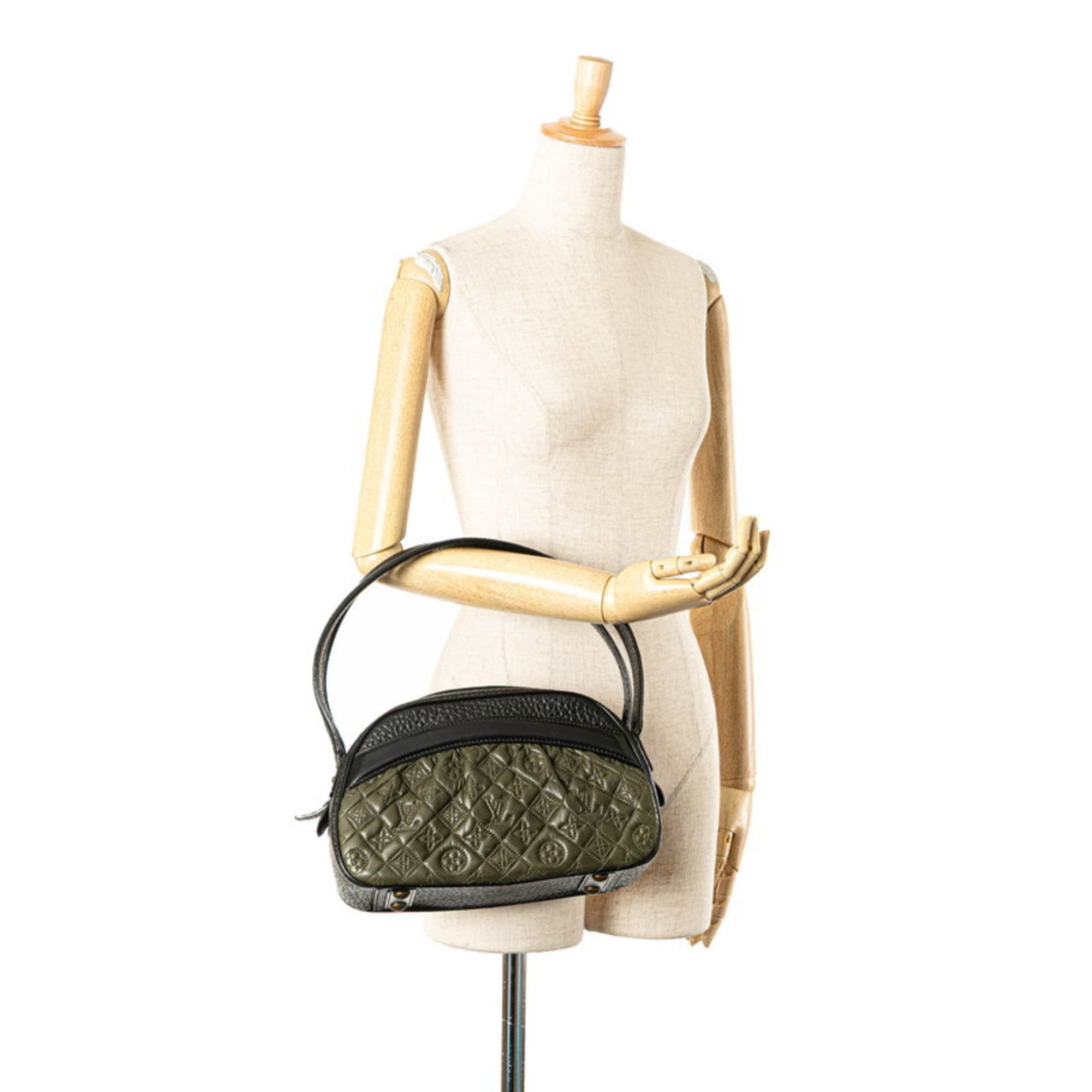 Louis Vuitton Black Khaki Noir Leather Handbag Shoulder Bag