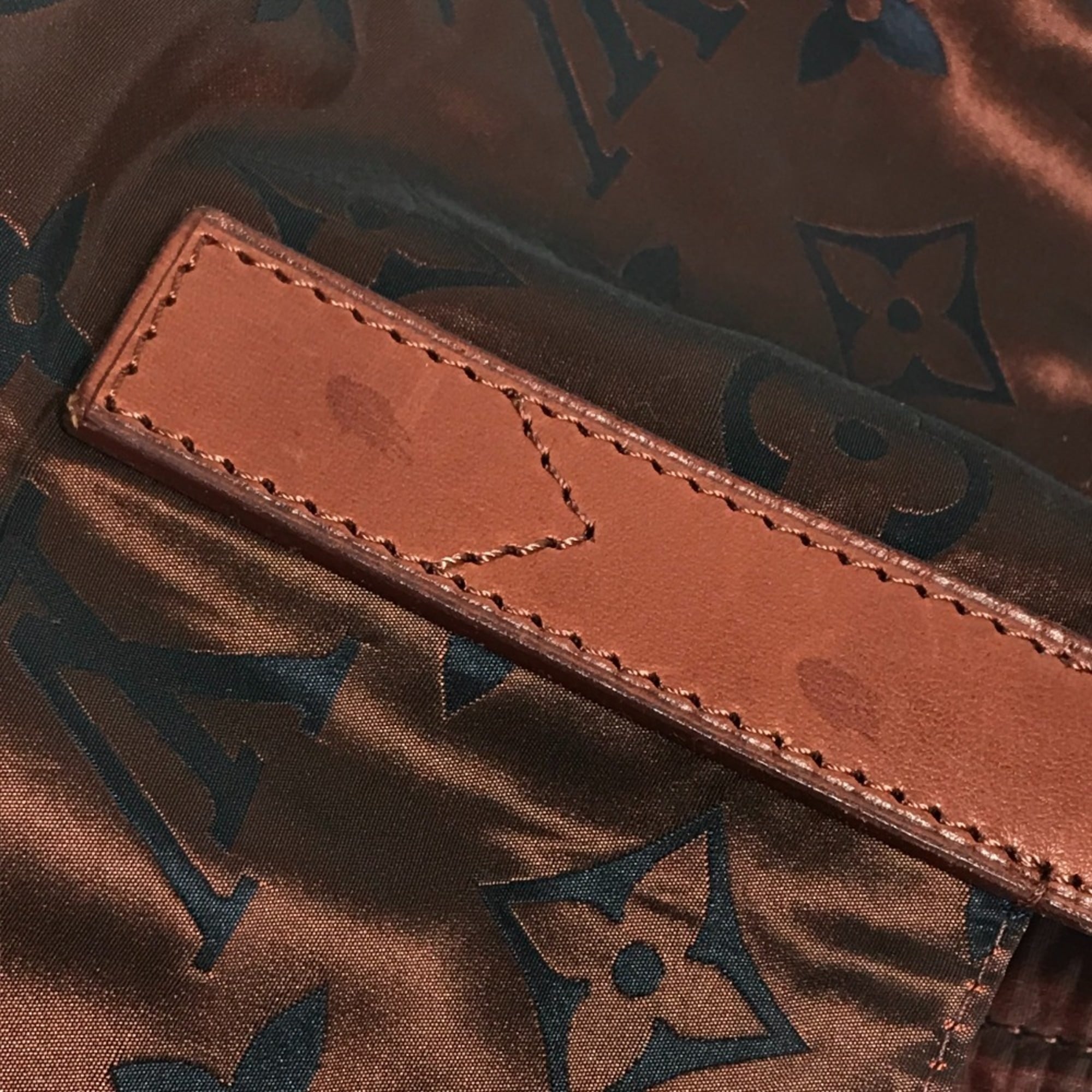 Louis Vuitton Brown Leather Nylon Shoulder Bag Tote Bag