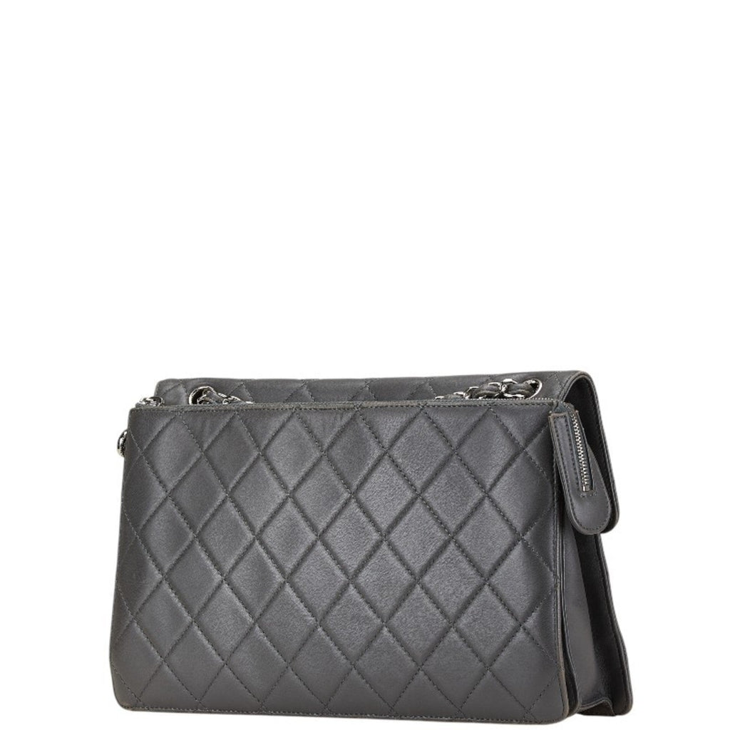Chanel Gray Leather Shoulder Bag