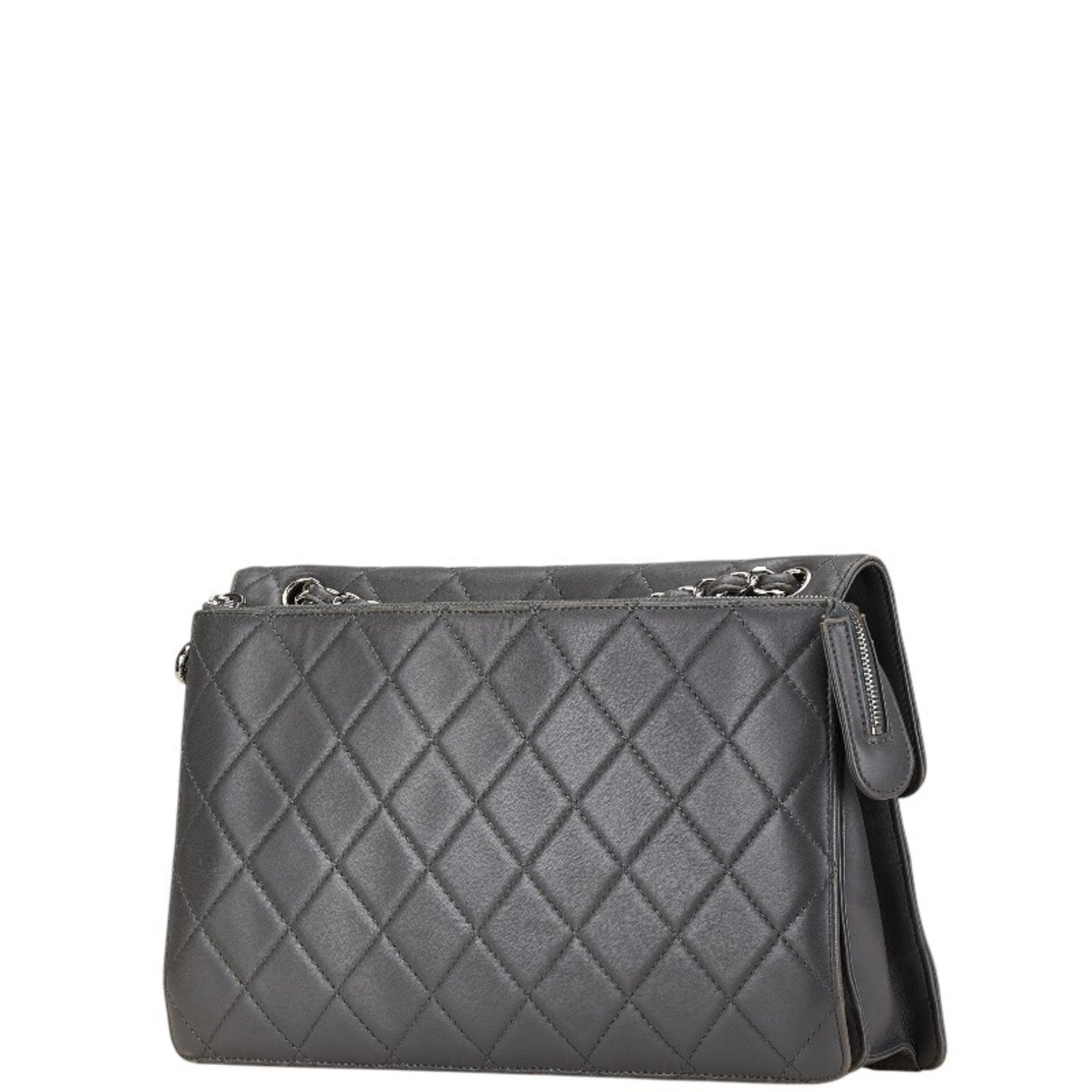Chanel Gray Leather Shoulder Bag