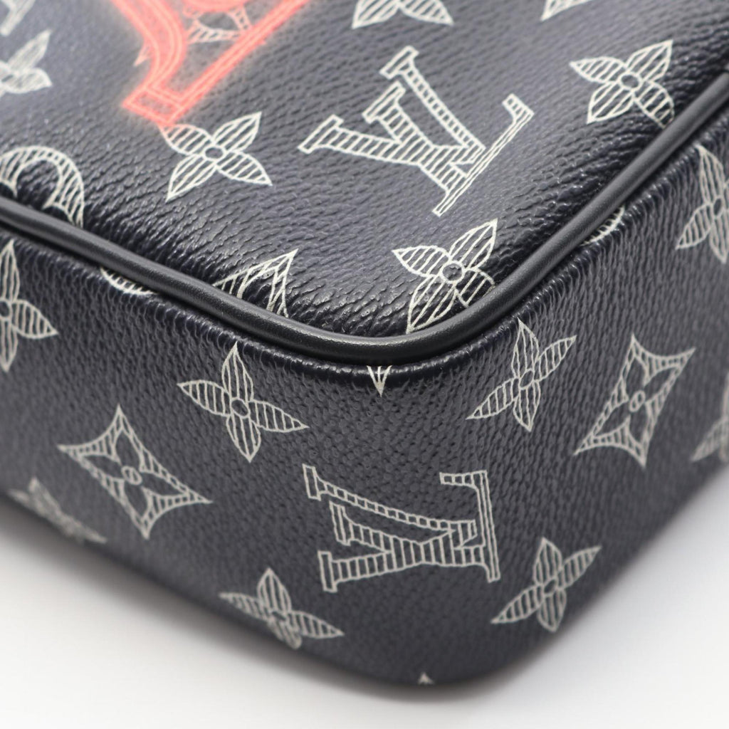 Louis Vuitton Navy Red Color White Coated Canvas Monogram Pvc Leather Shoulder Bag