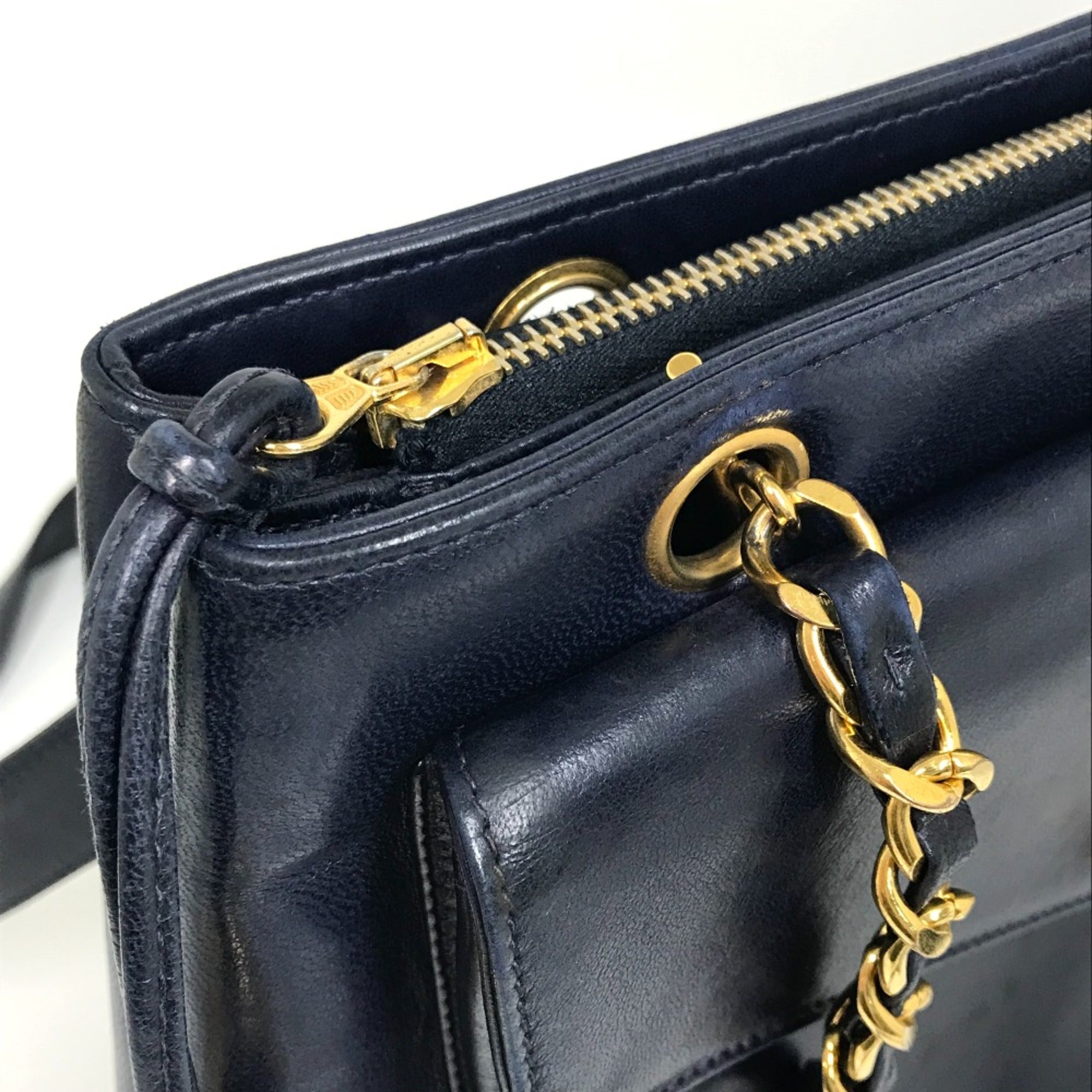 Chanel Navy Leather Shoulder Bag