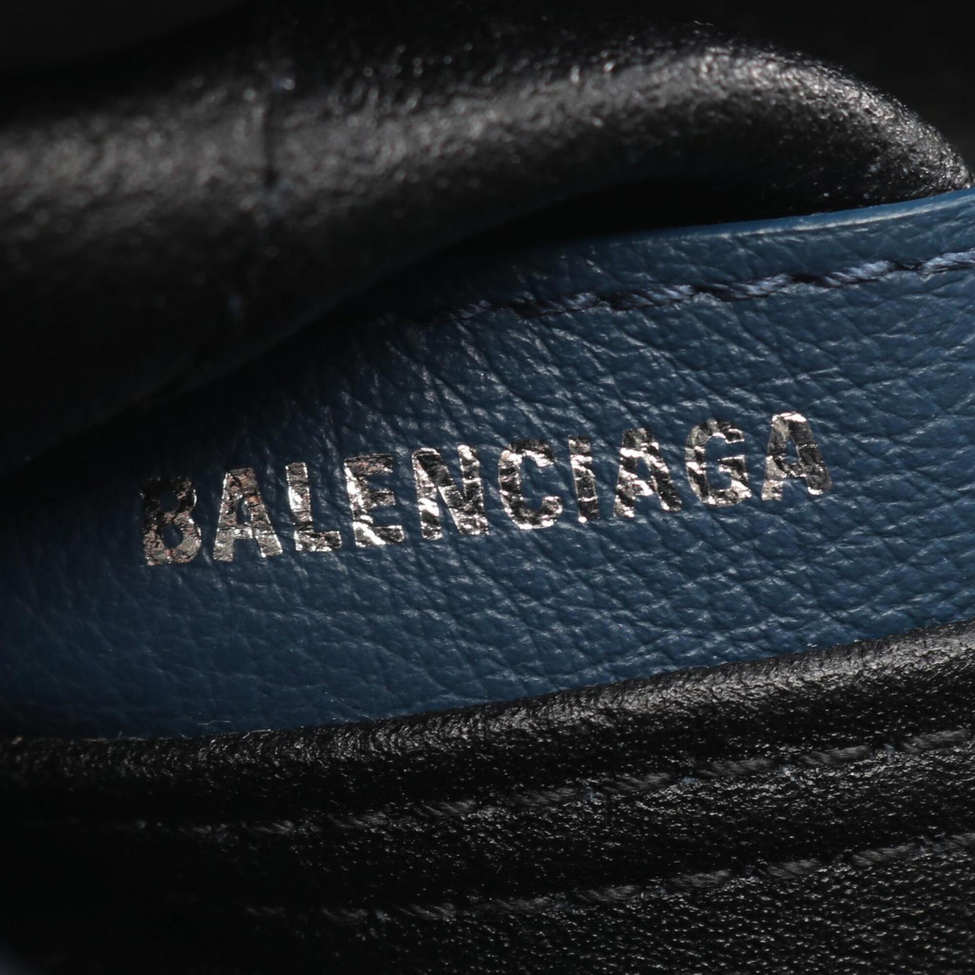 Balenciaga Navy Canvas Leather Handbag Pouch