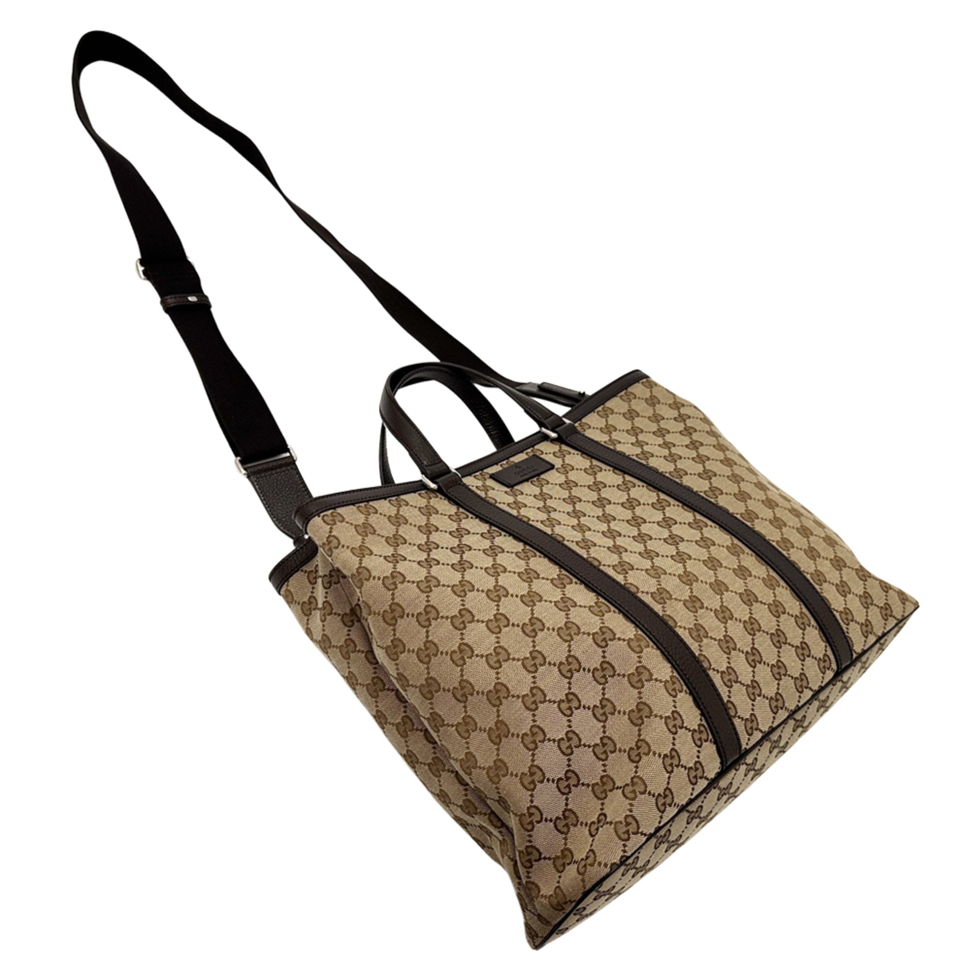 Gucci Beige Brown Gg Canvas Handbag Shoulder Bag Tote Bag (Pre-Owned)