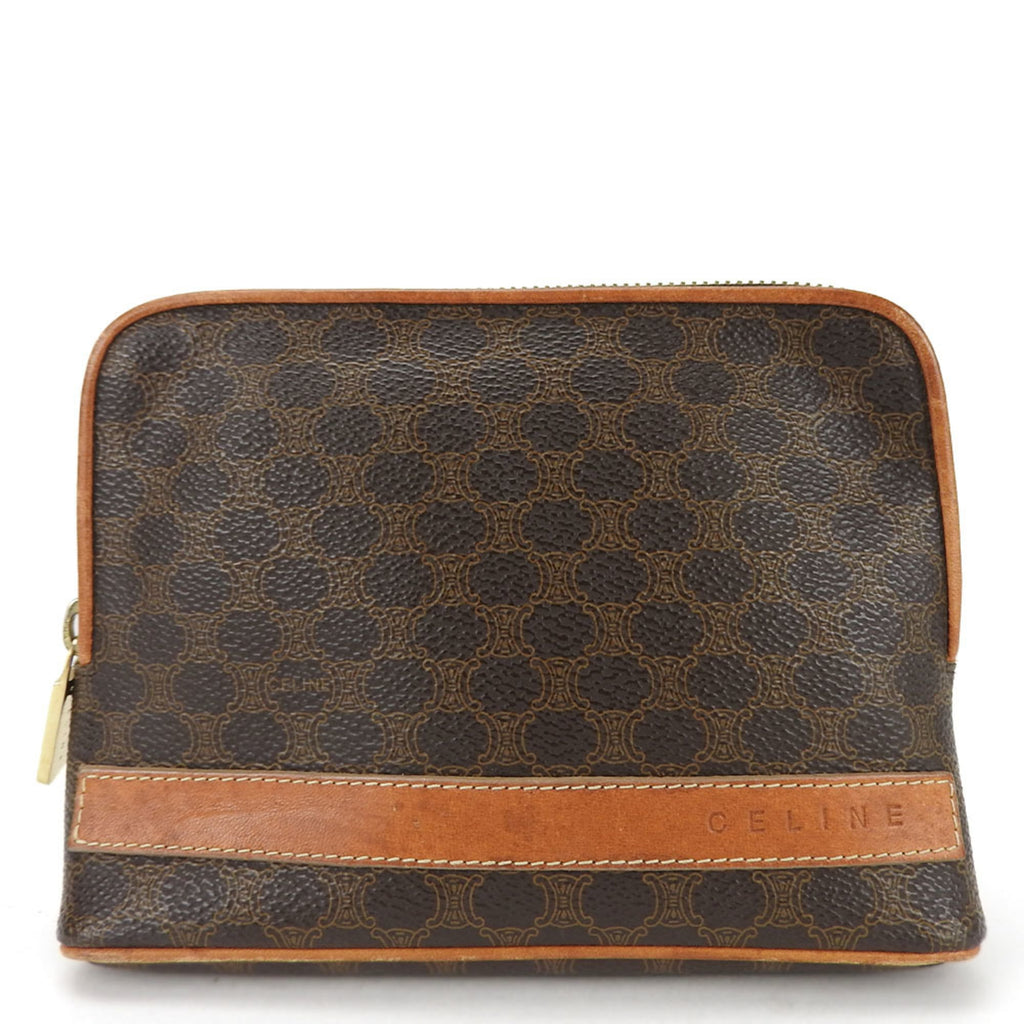 Celine Macadam Brown Pvc Leather Pouch