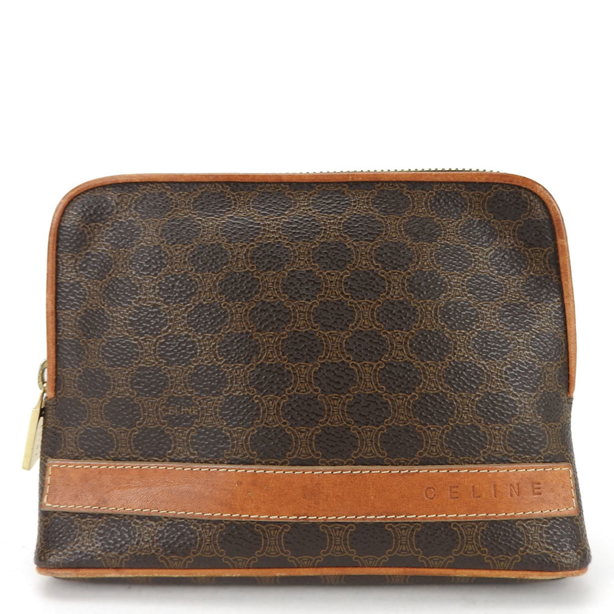 Celine Macadam Brown Pvc Leather Pouch
