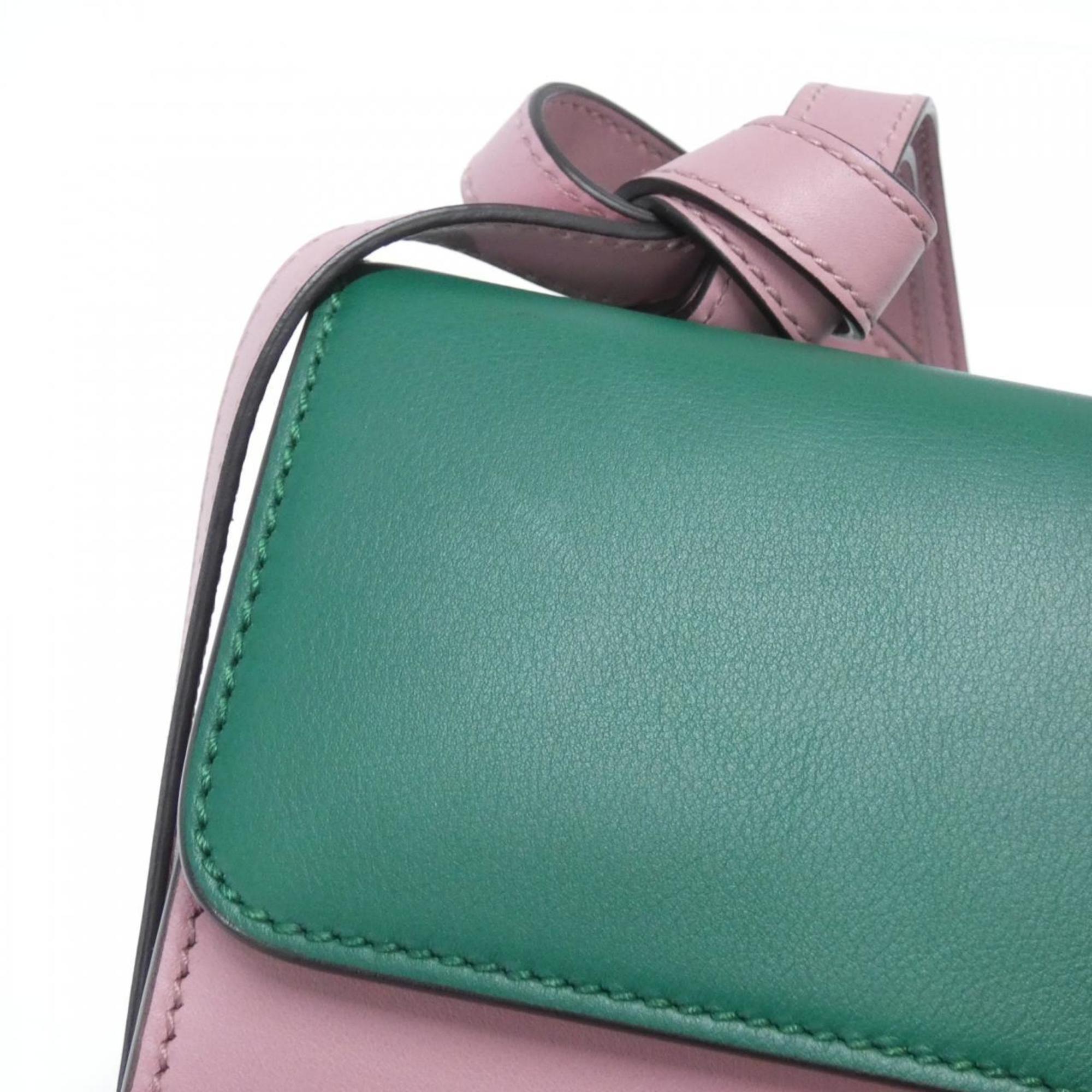 Gucci Green Pink Leather Shoulder Bag (Pre-Owned)