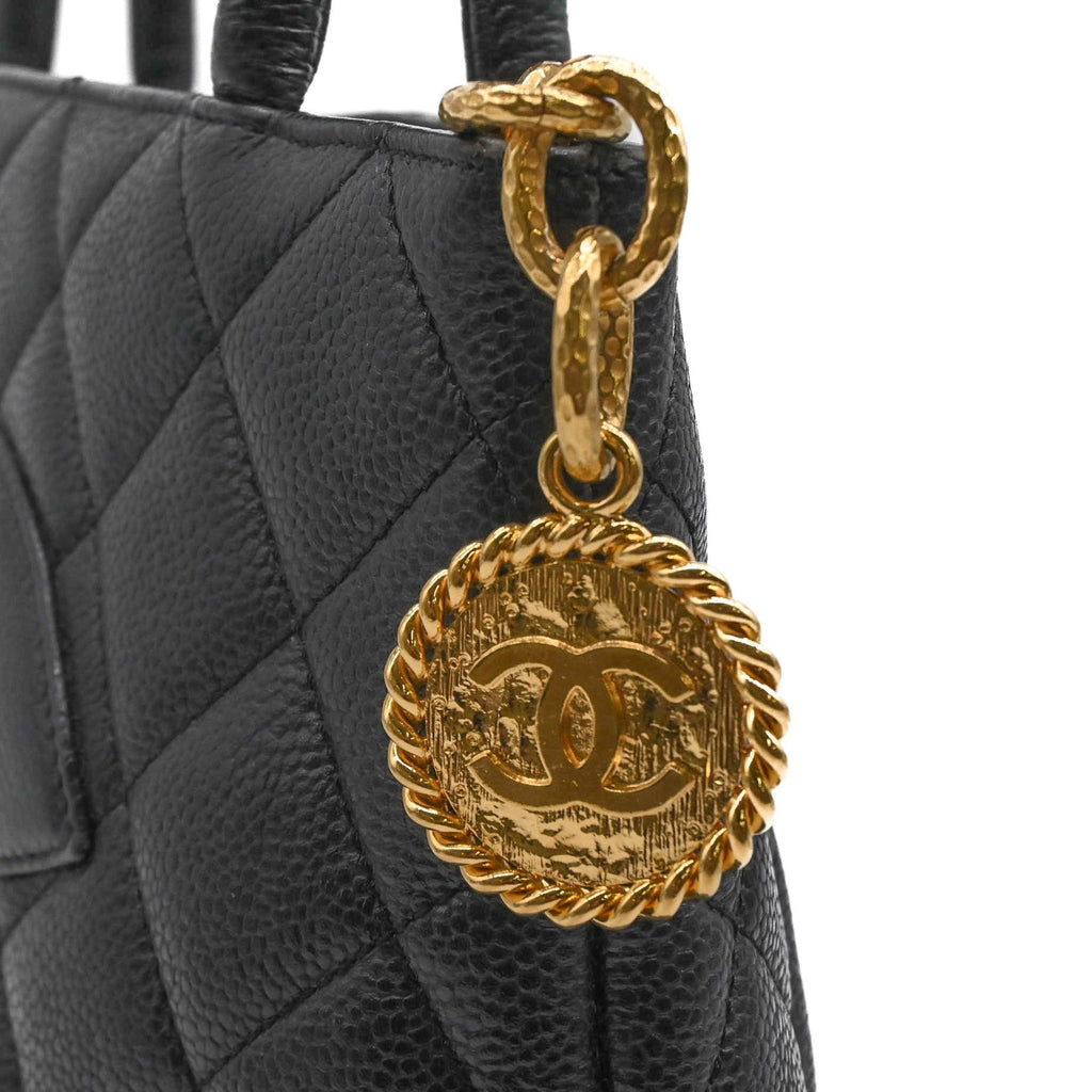 Chanel Black Grained Calfskin Handbag Tote Bag